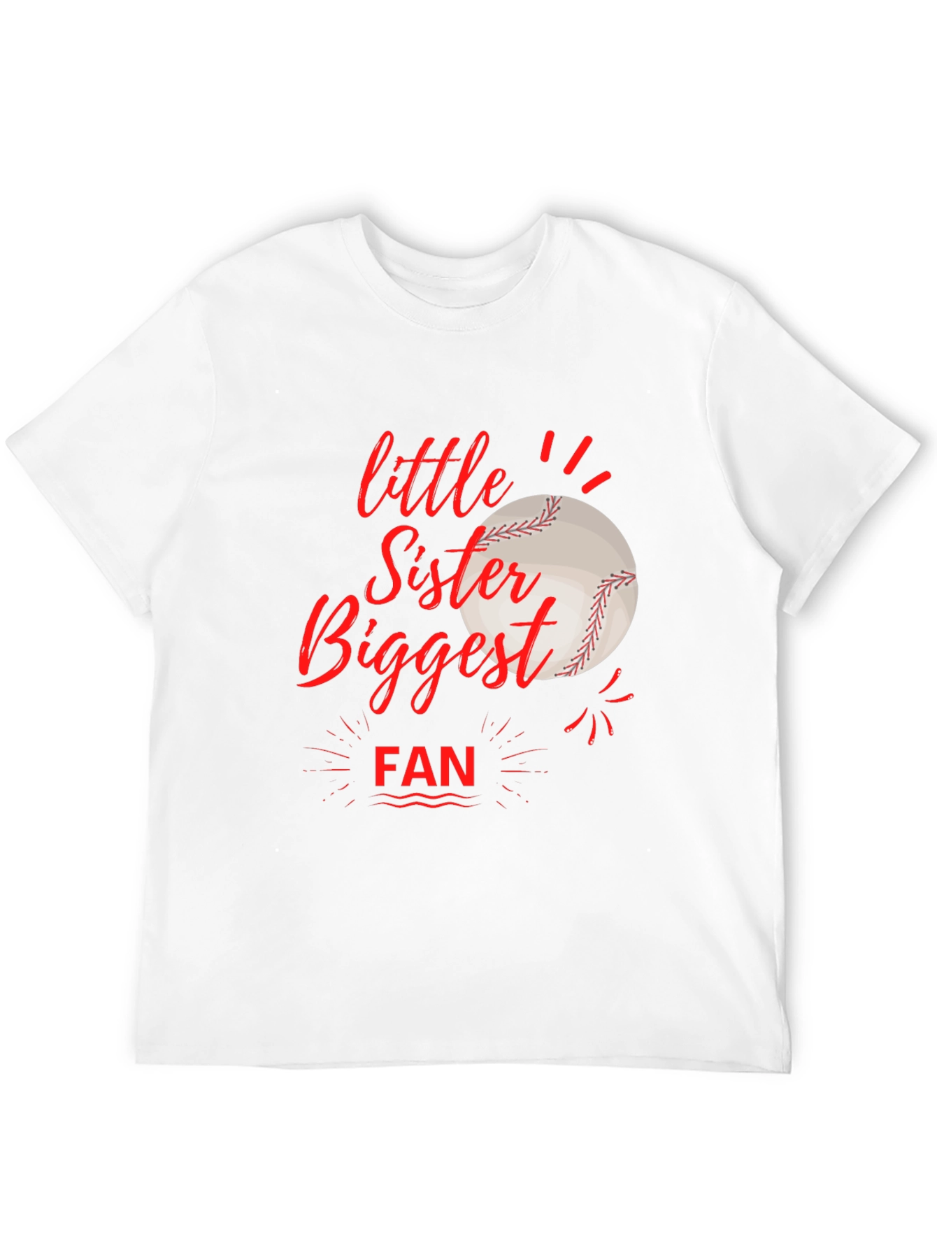 Little Sister Biggest Fan Baseball T-Shirt