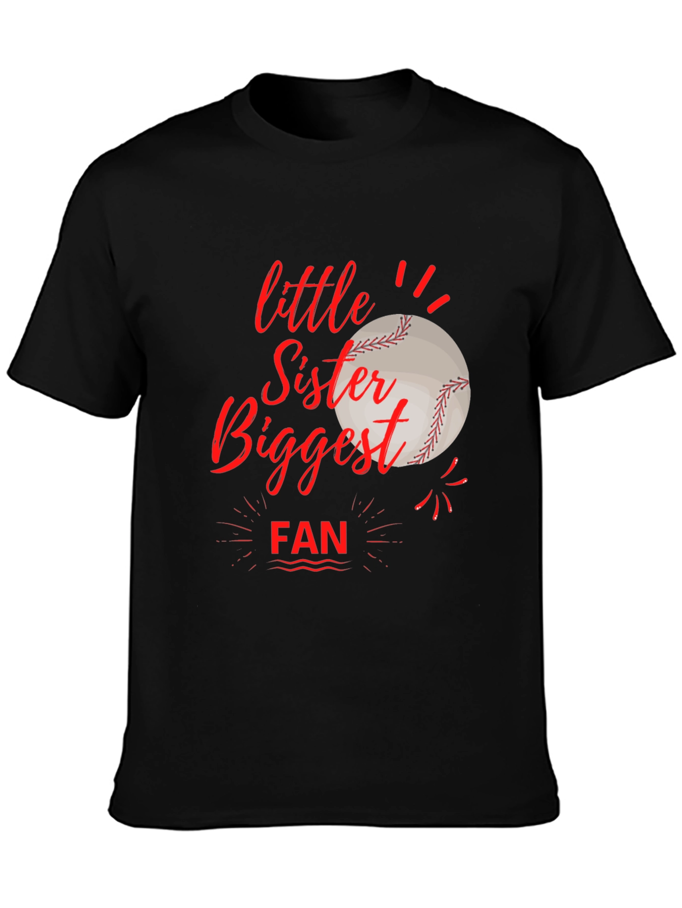 Little Sister Biggest Fan Baseball T-Shirt