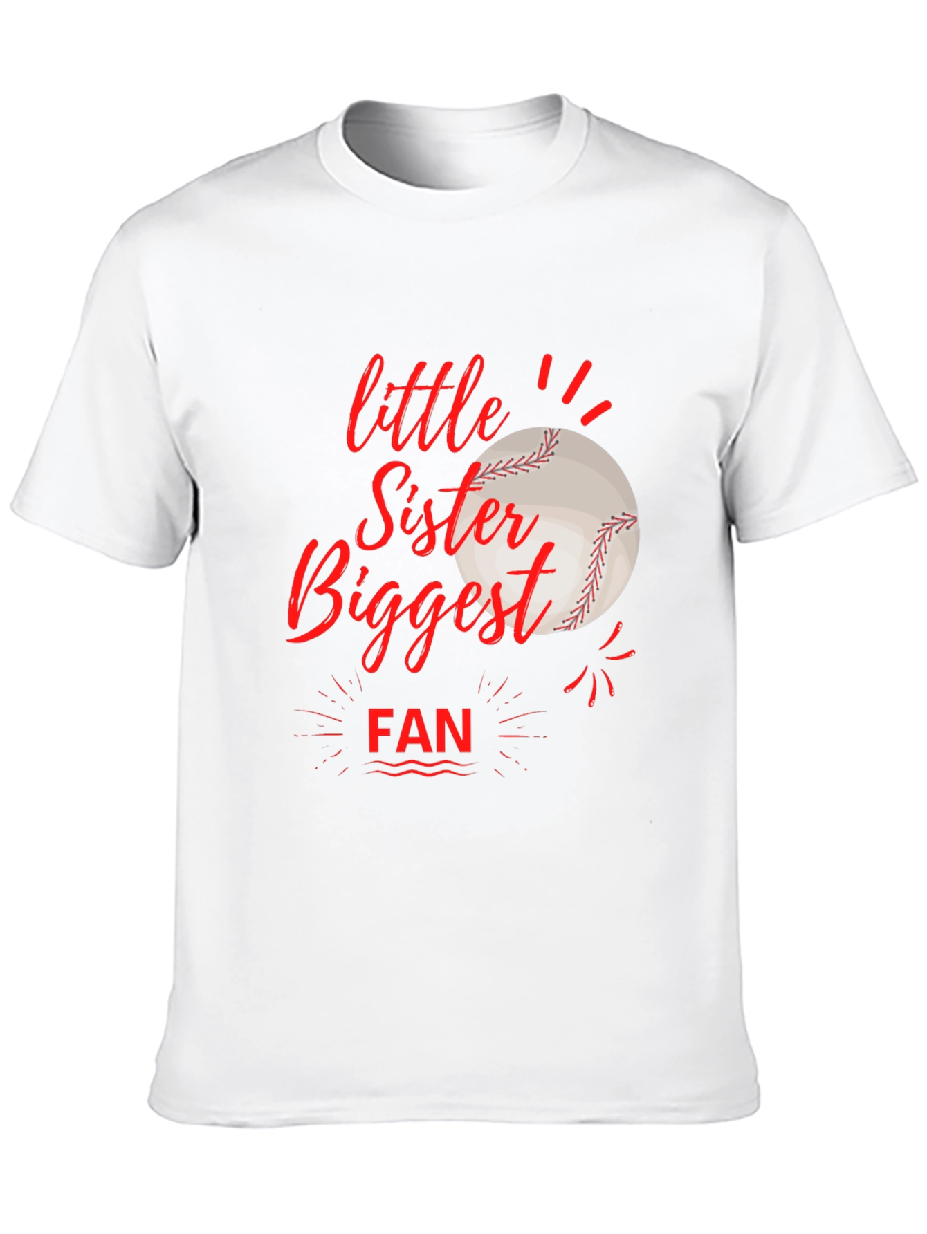 Little Sister Biggest Fan Baseball T-Shirt