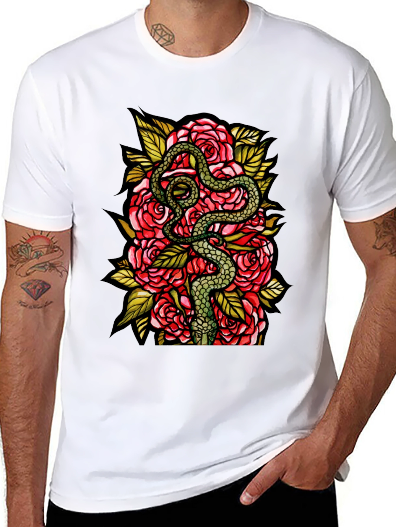 Snake and Roses Graphic Tee