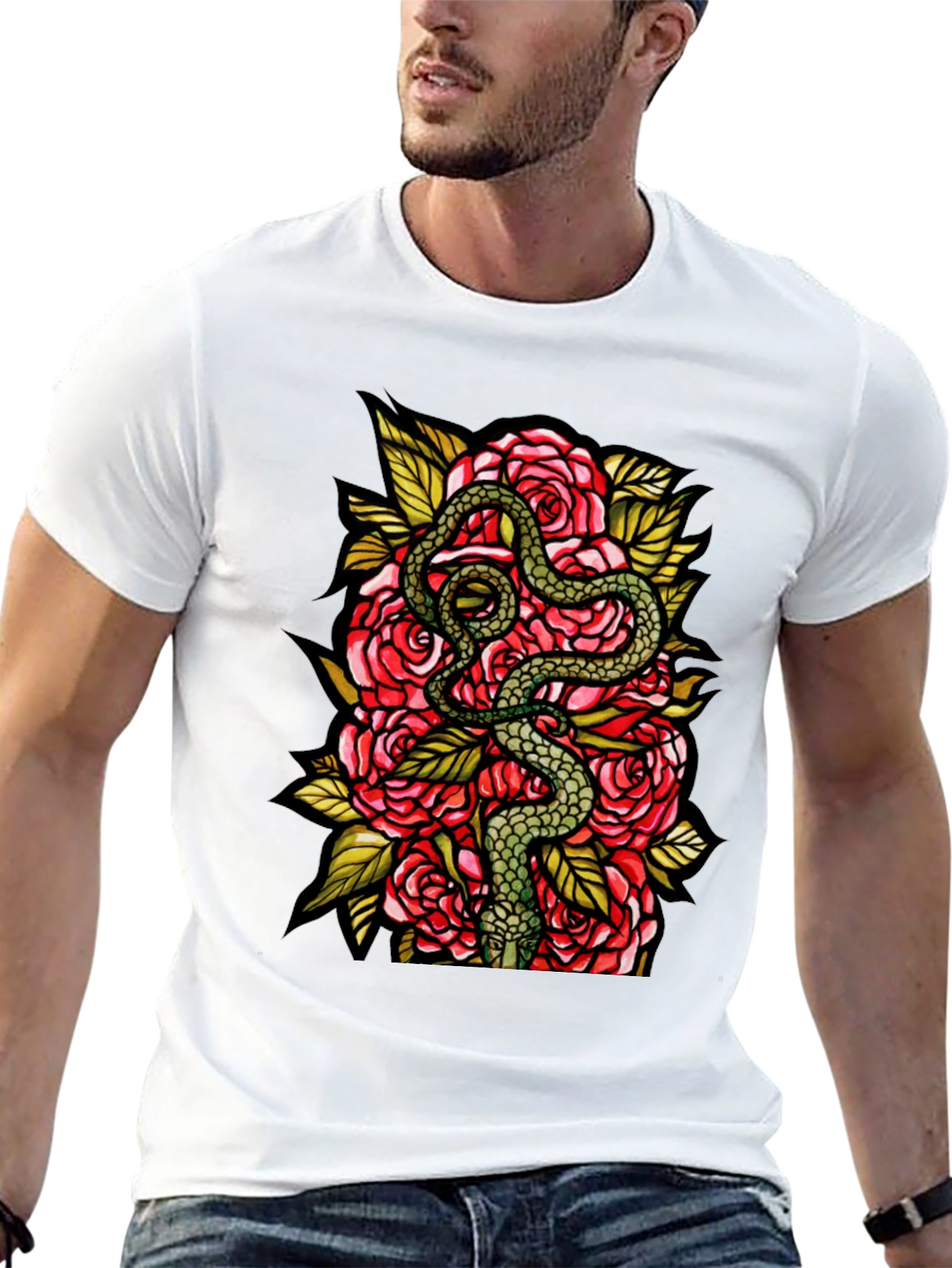 Snake and Roses Graphic Tee
