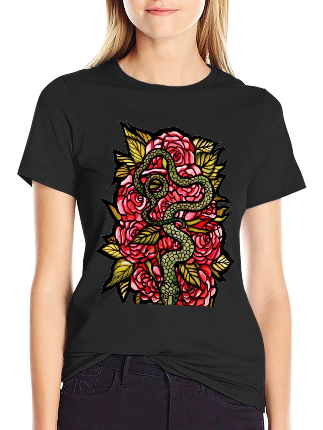 Snake and Roses Graphic Tee