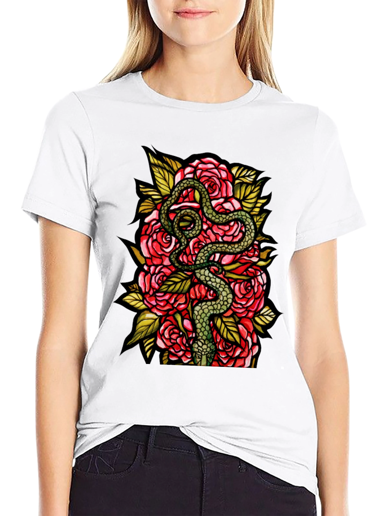 Snake and Roses Graphic Tee