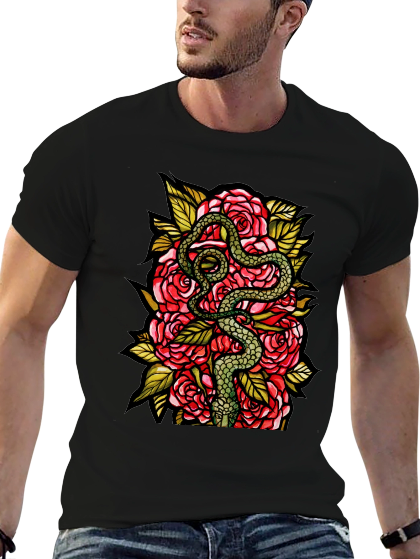 Snake and Roses Graphic Tee