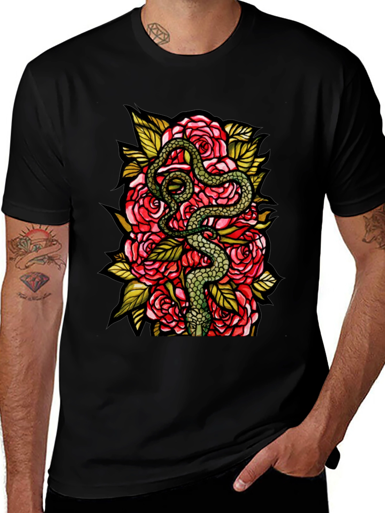 Snake and Roses Graphic Tee