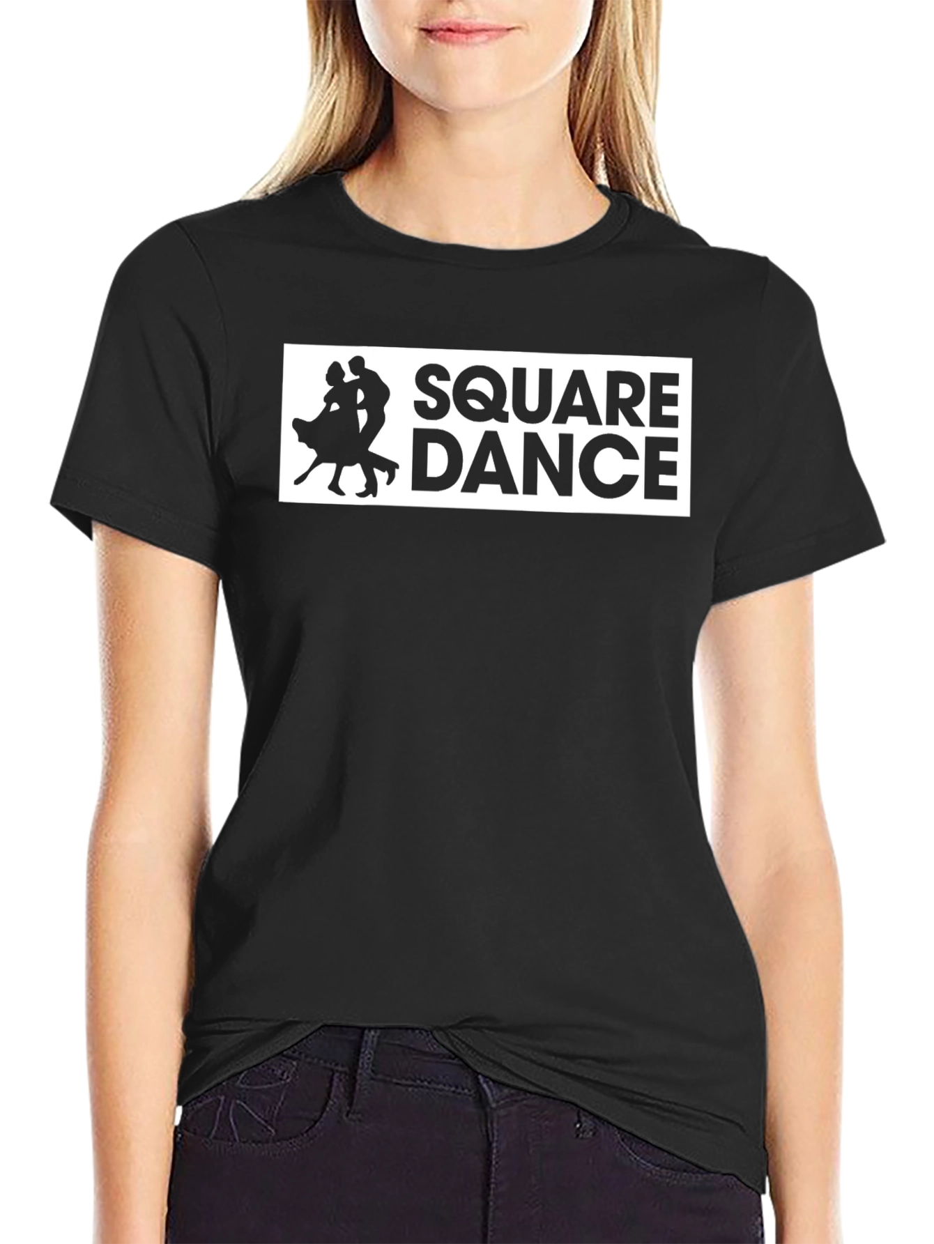 Square Dance Graphic Tee - Black Cotton T-Shirt