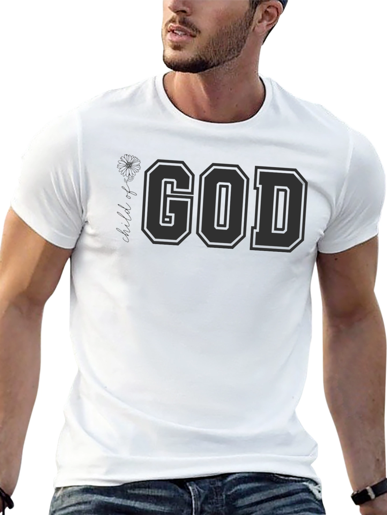 God Graphic Print Mens Black T-Shirt