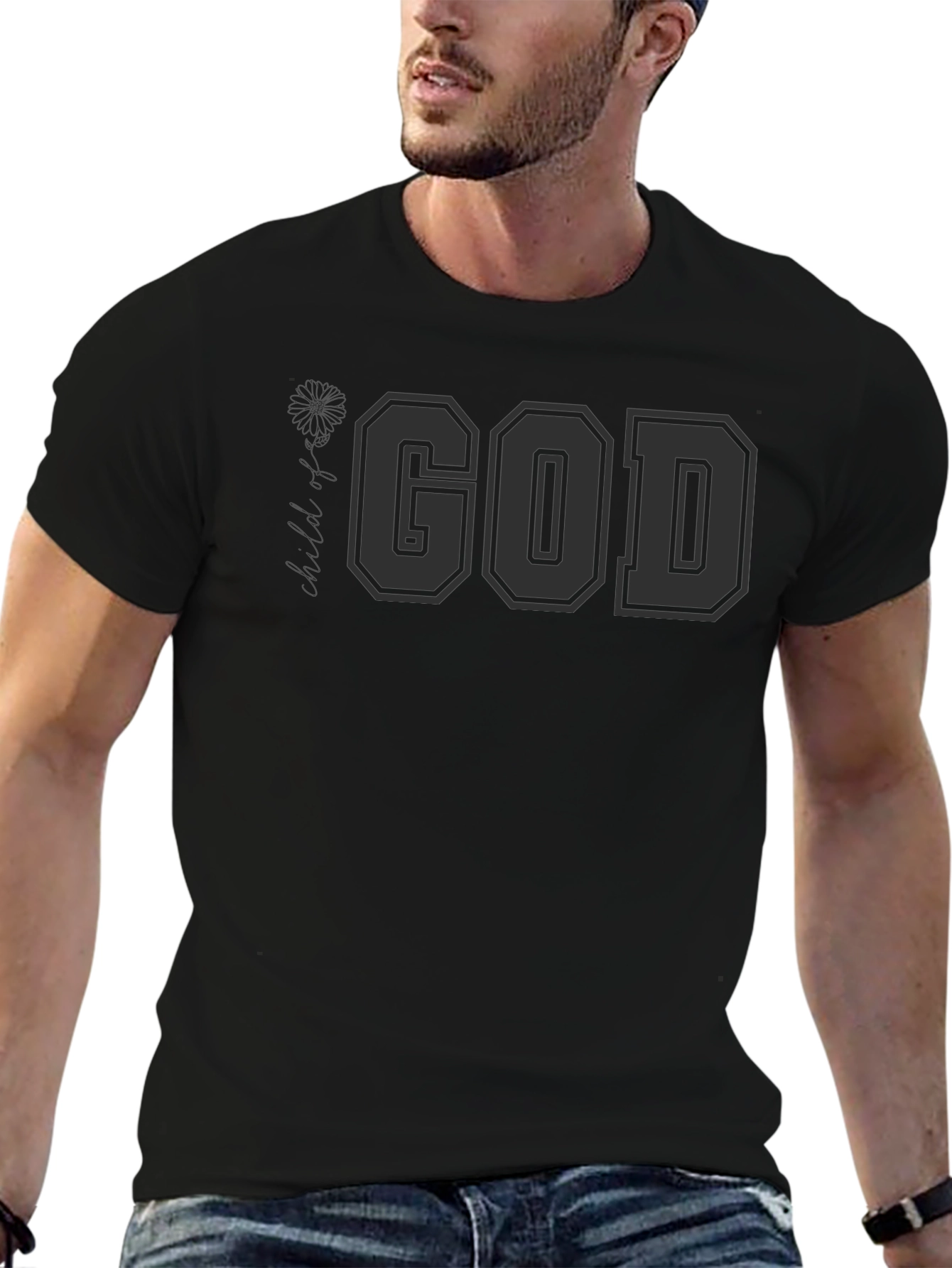 God Graphic Print Mens Black T-Shirt