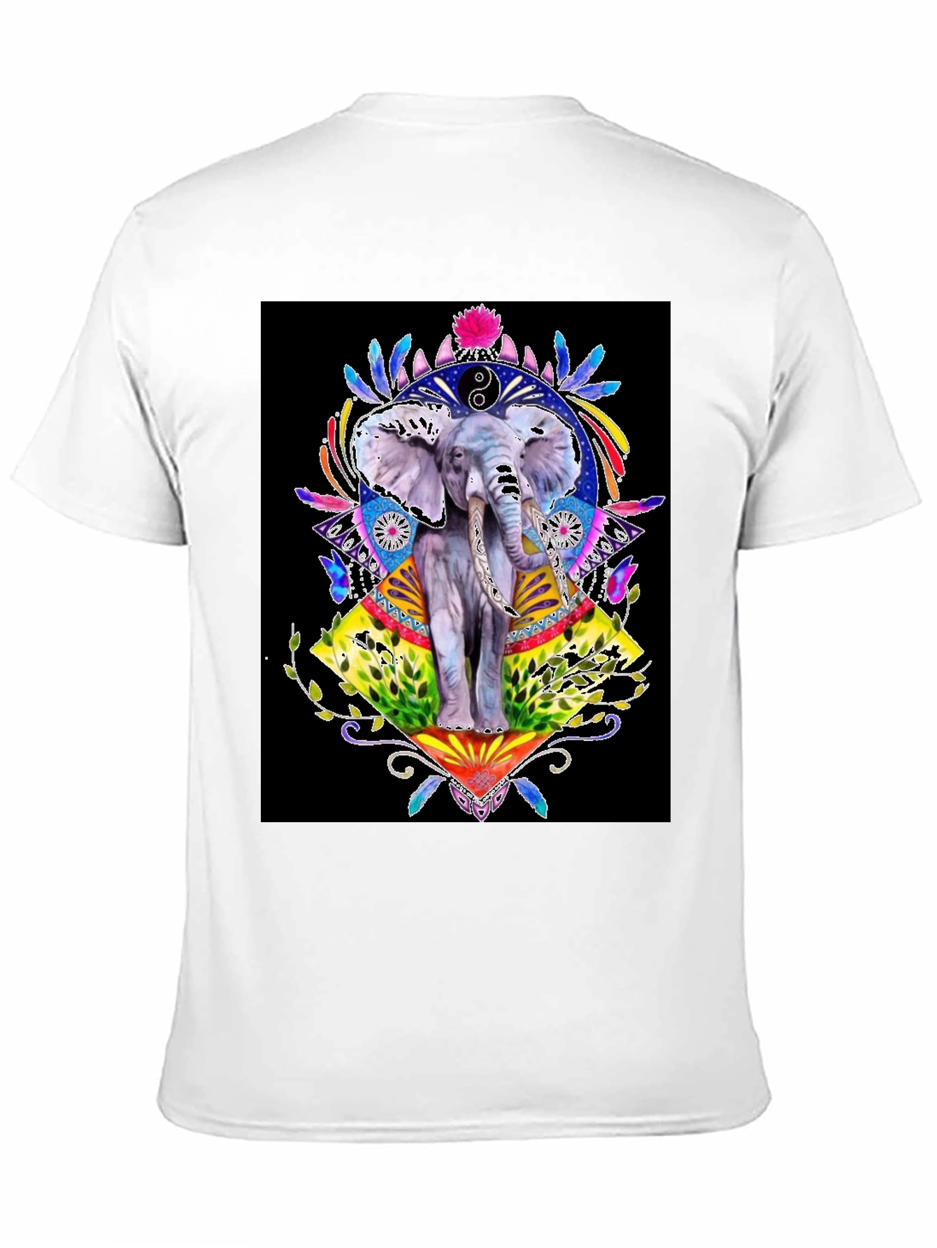 Elephant Art Graphic T-Shirt - Unisex Black Tee