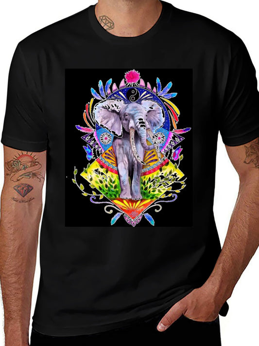 Elephant Art Graphic T-Shirt - Unisex Black Tee