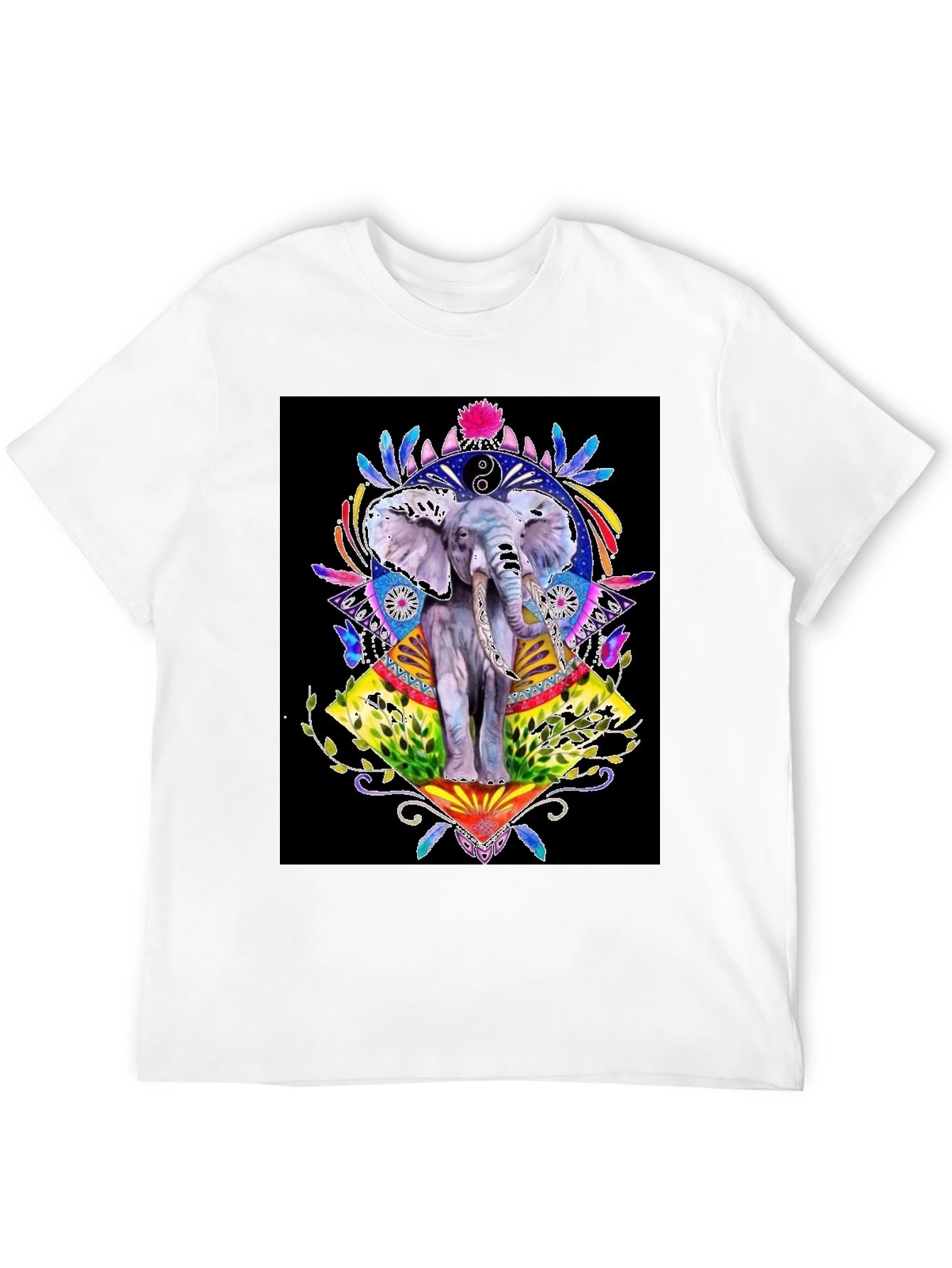 Elephant Art Graphic T-Shirt - Unisex Black Tee