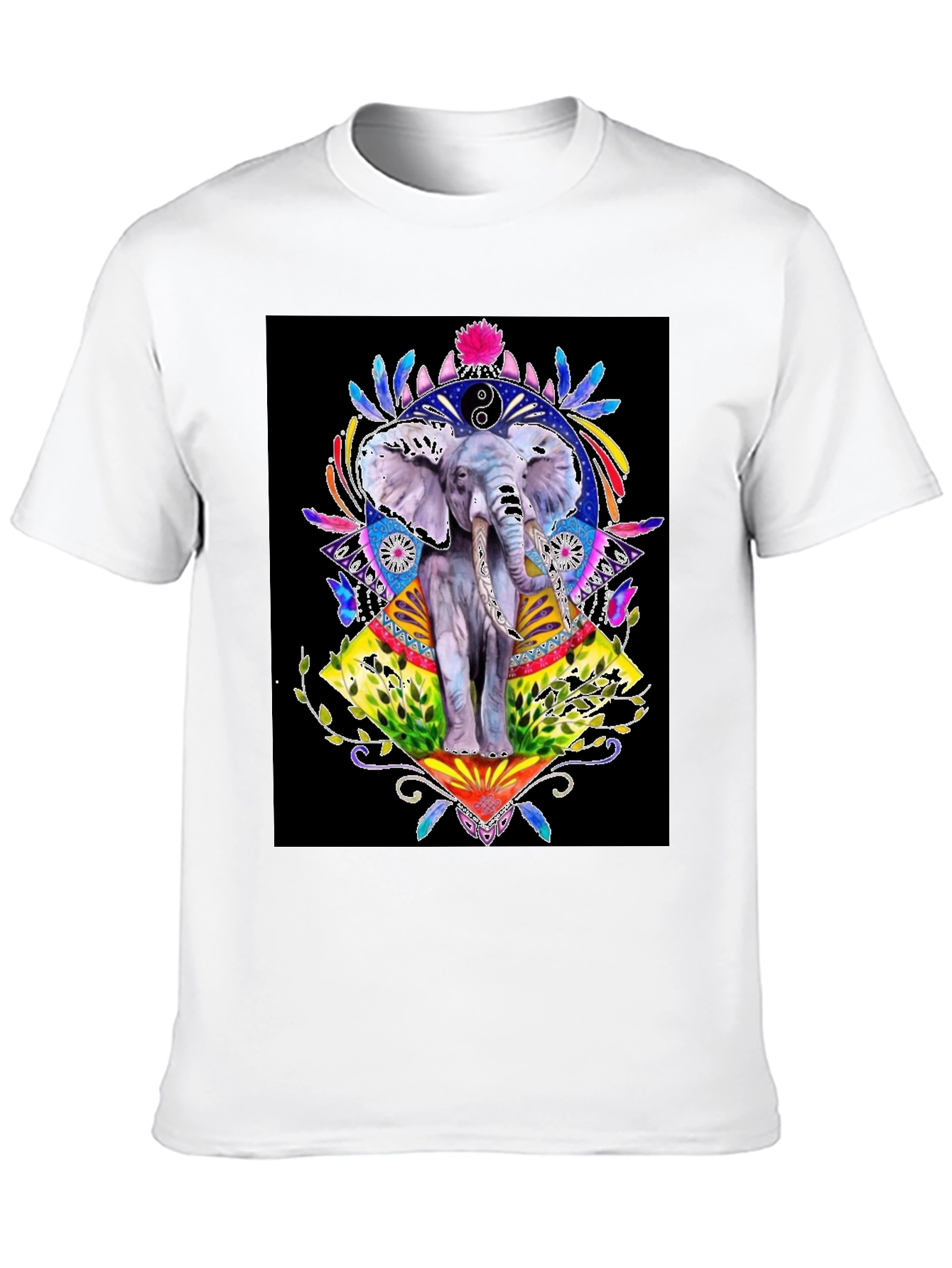 Elephant Art Graphic T-Shirt - Unisex Black Tee