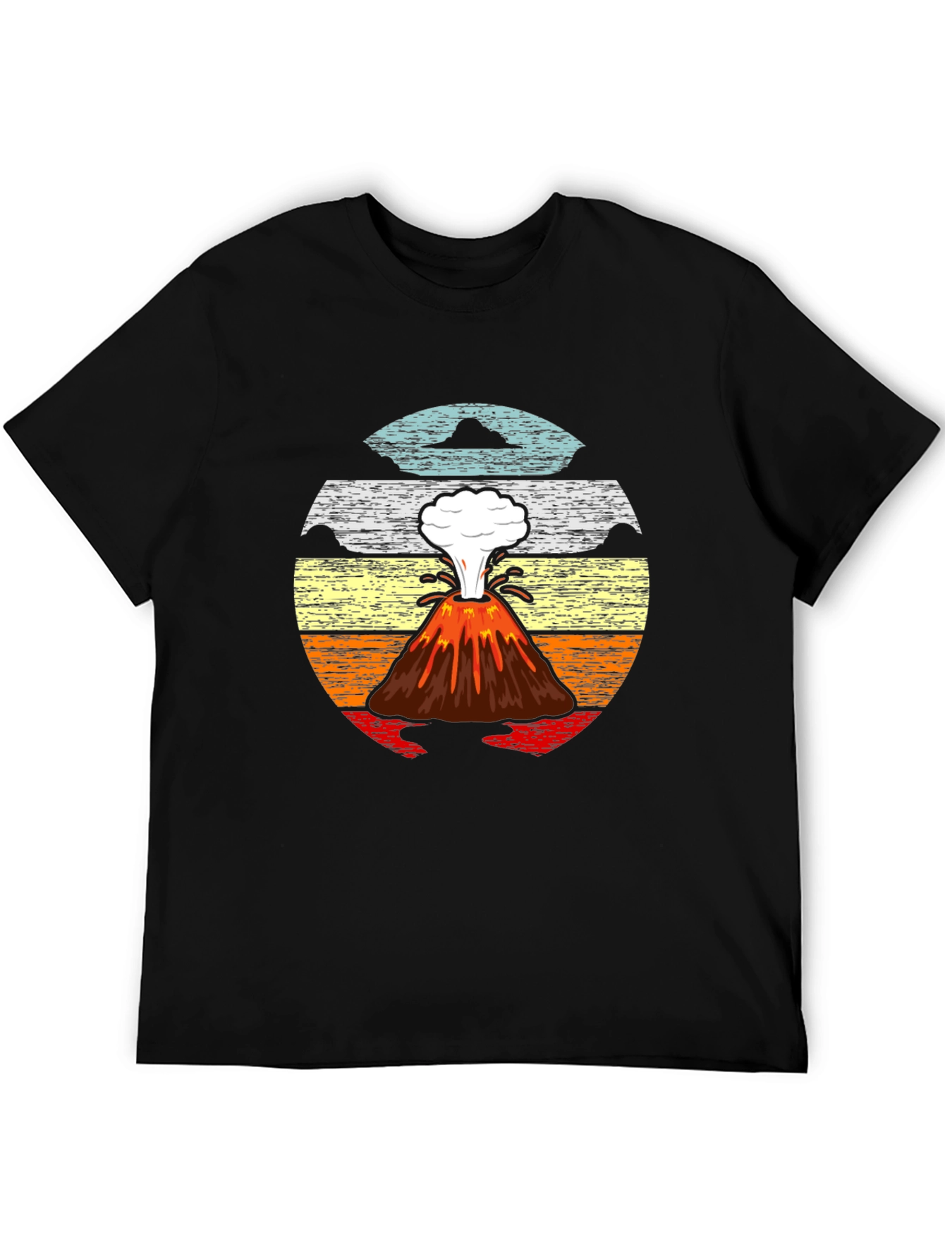 Volcano Sunset Graphic Tee - Retro Style