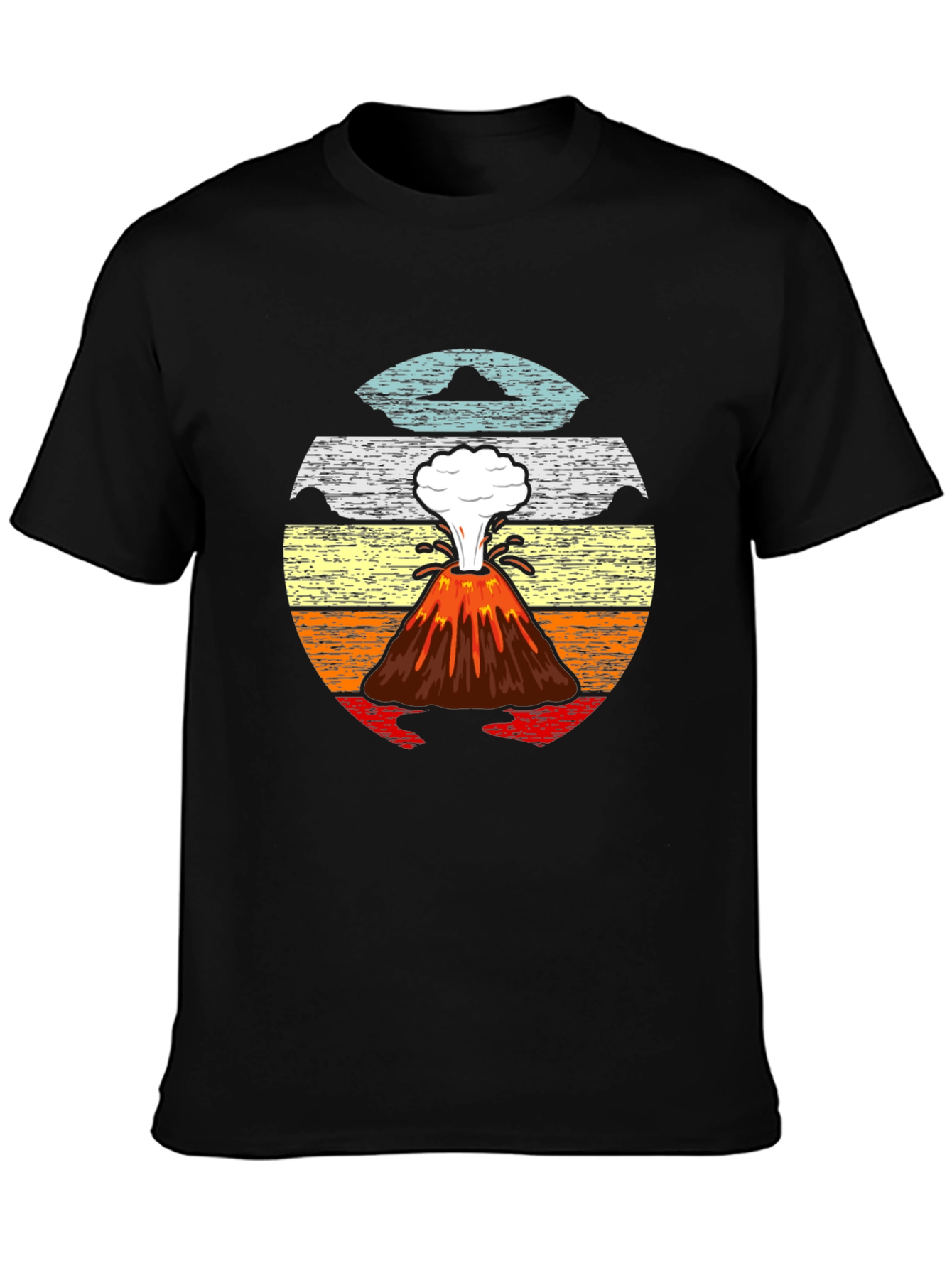 Volcano Sunset Graphic Tee - Retro Style