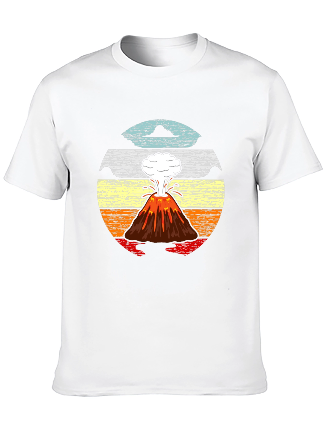 Volcano Sunset Graphic Tee - Retro Style