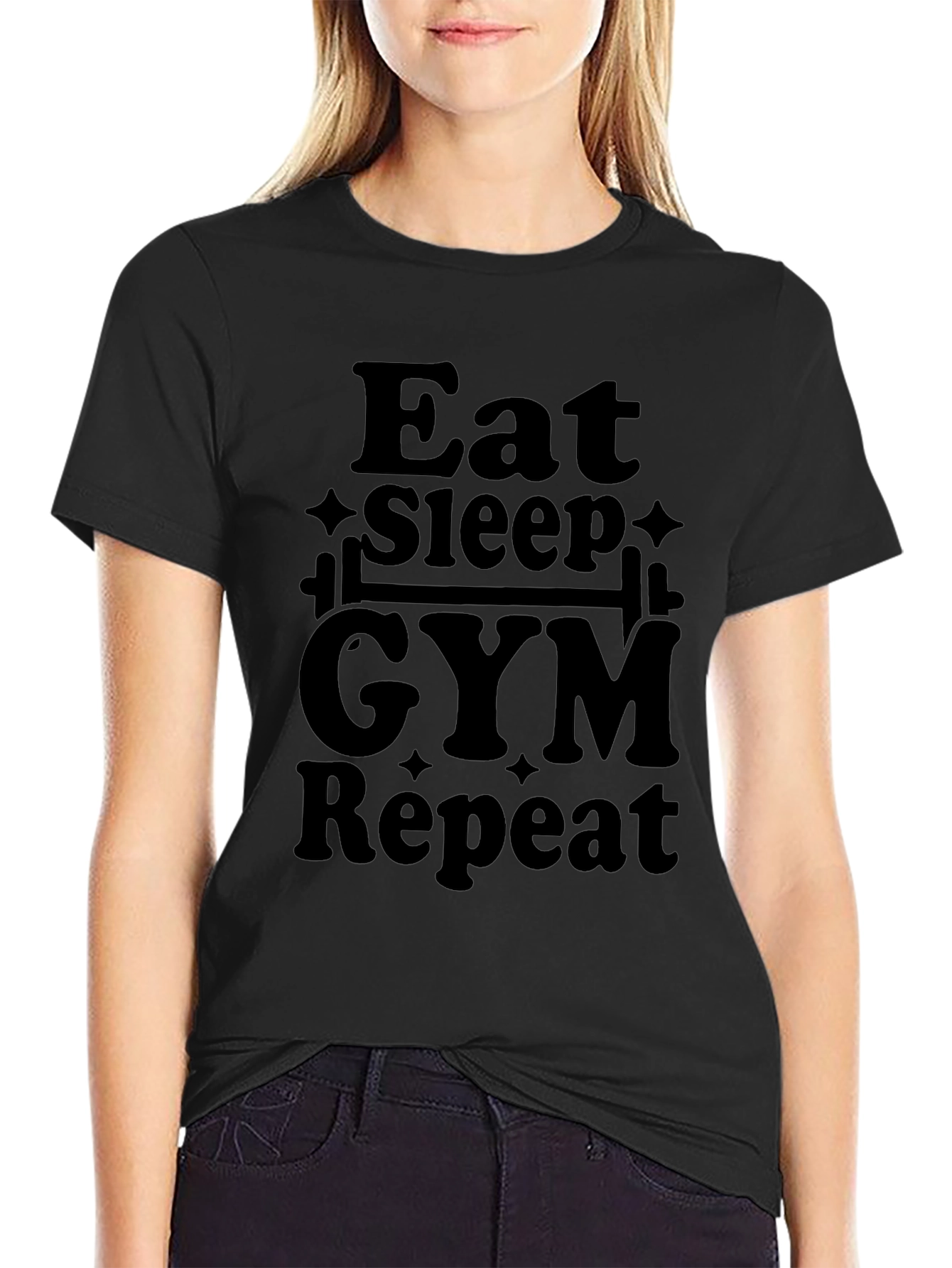 Eat Sleep Gym Repeat Black T-Shirt