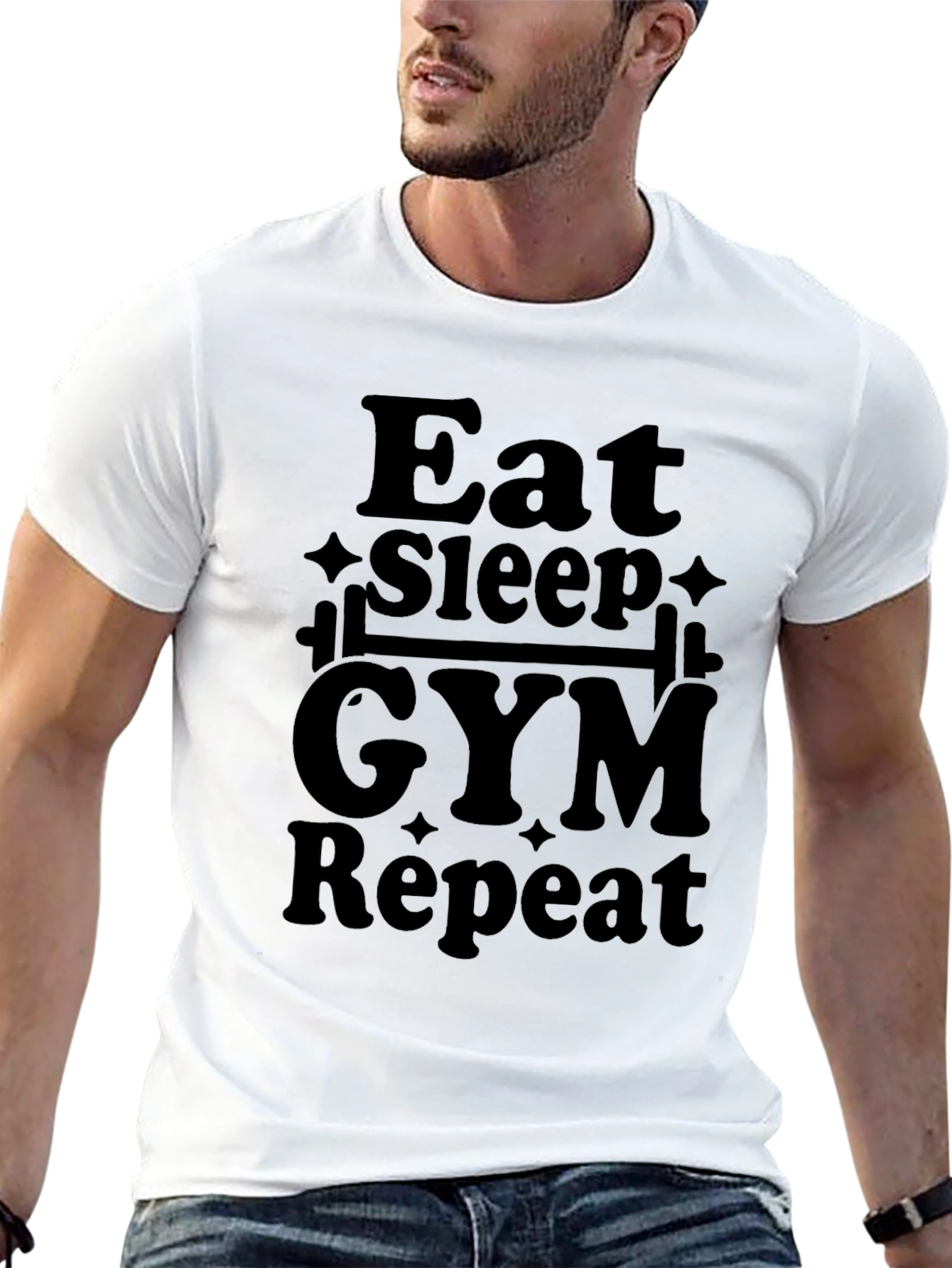 Eat Sleep Gym Repeat Black T-Shirt