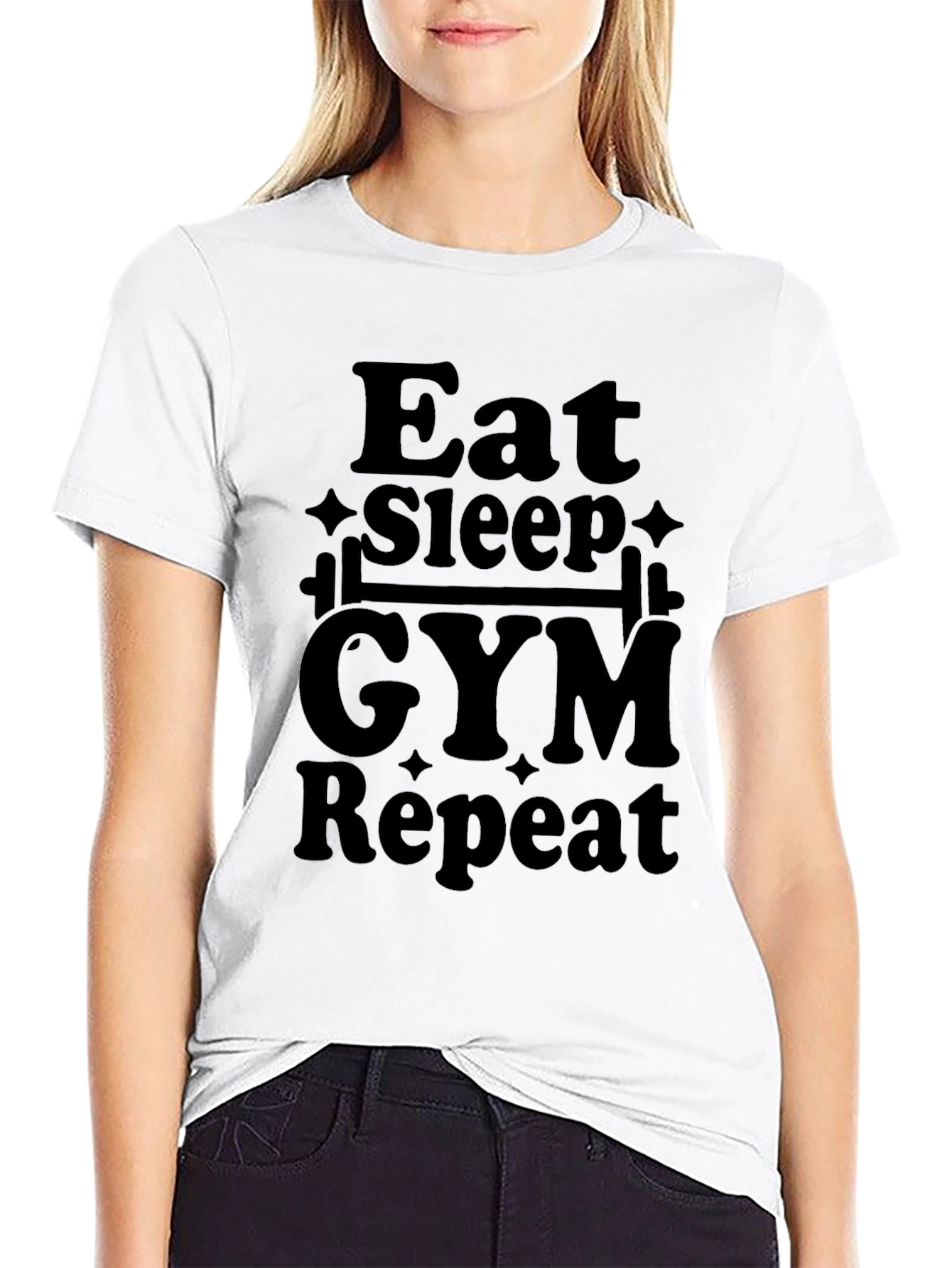 Eat Sleep Gym Repeat Black T-Shirt