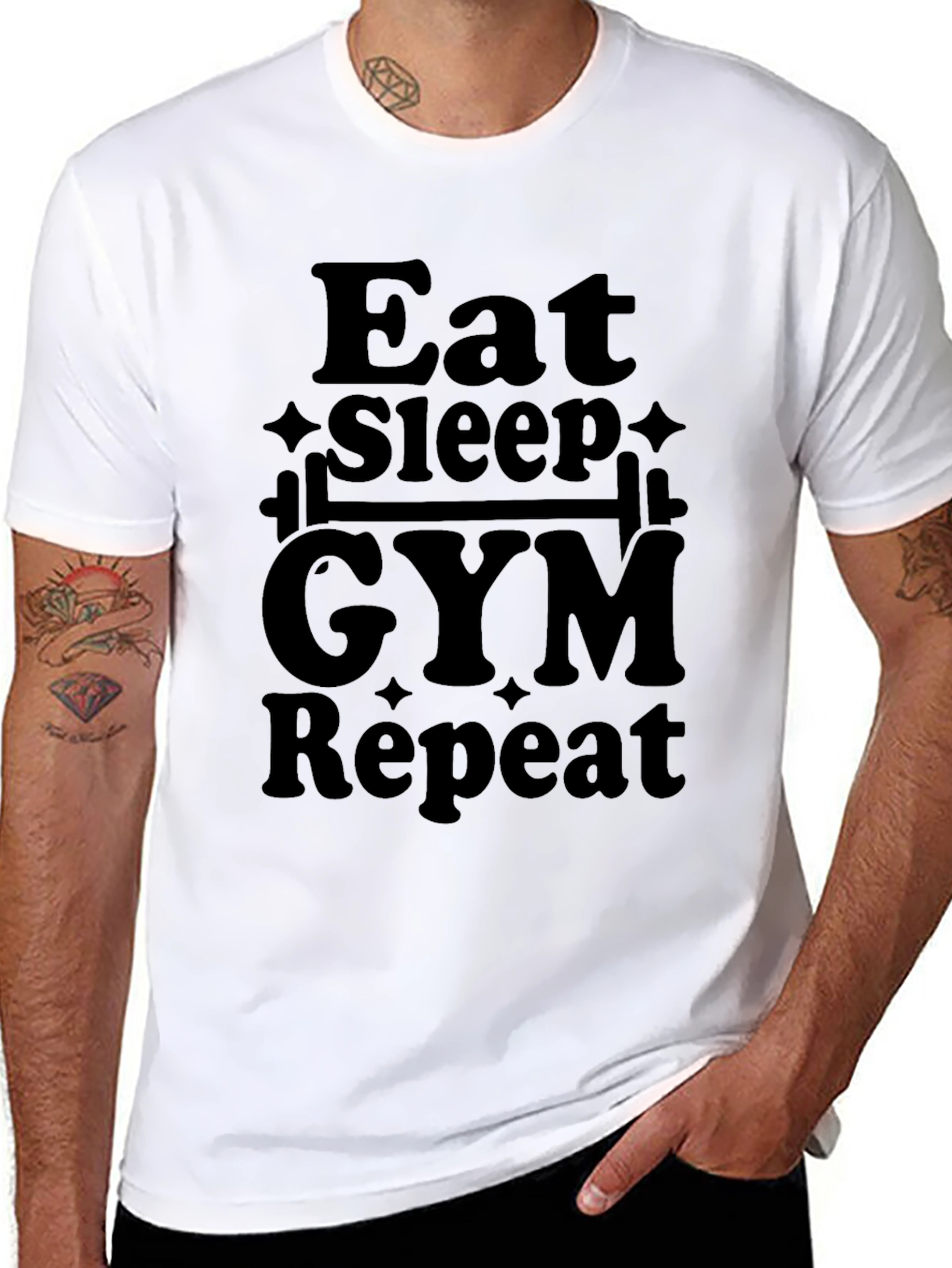 Eat Sleep Gym Repeat Black T-Shirt