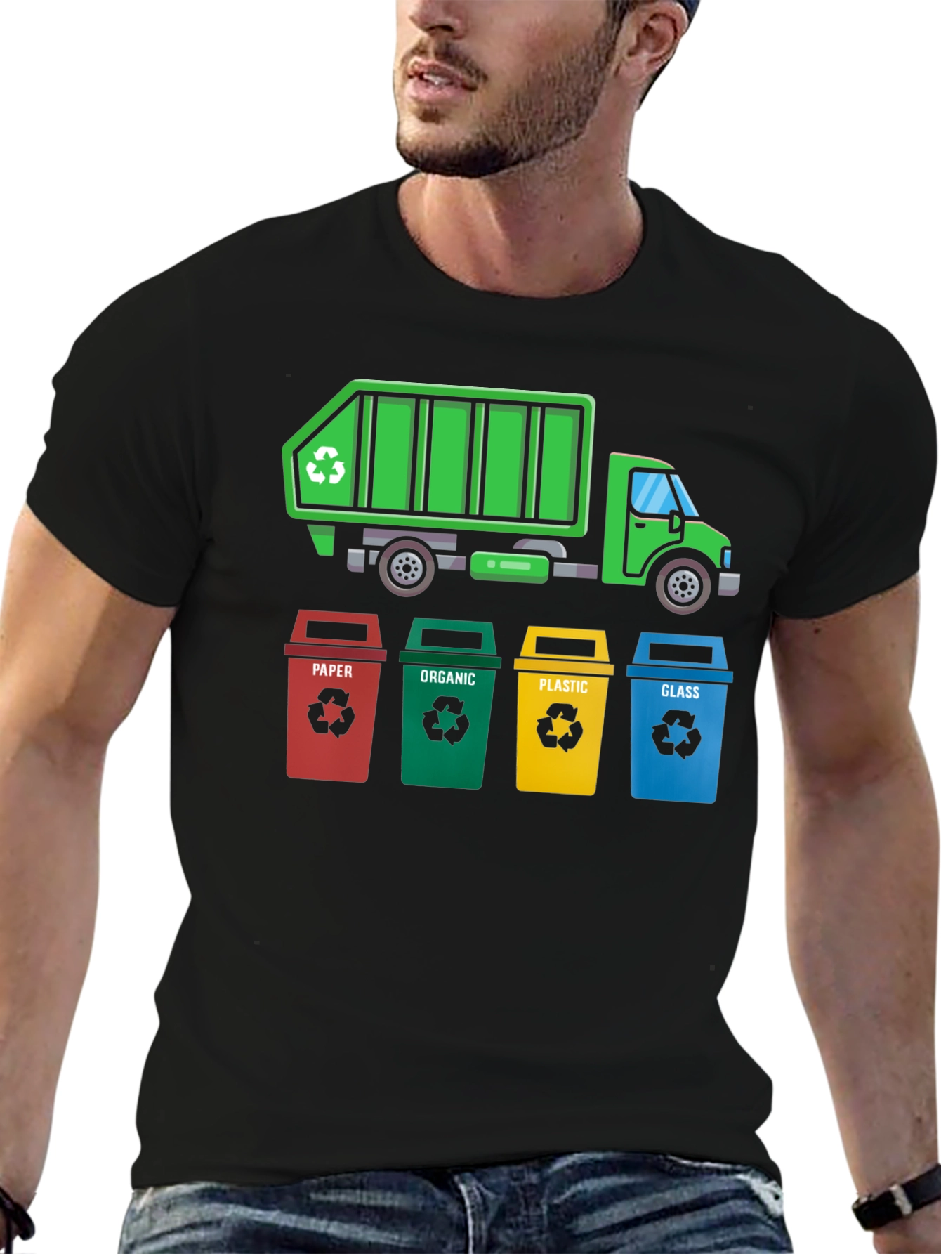 Recycle Truck & Bins T-Shirt - Eco-Friendly Design