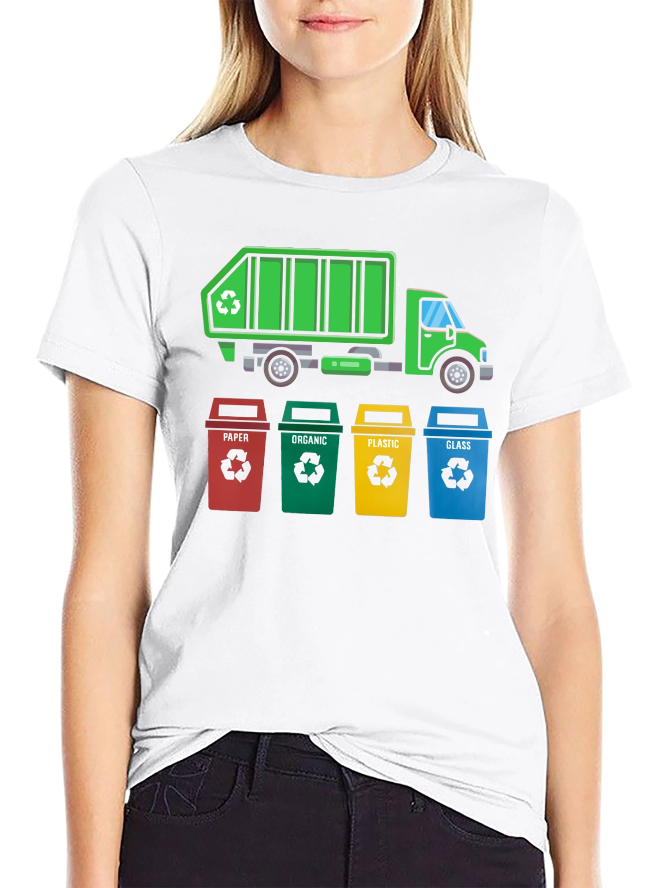 Recycle Truck & Bins T-Shirt - Eco-Friendly Design