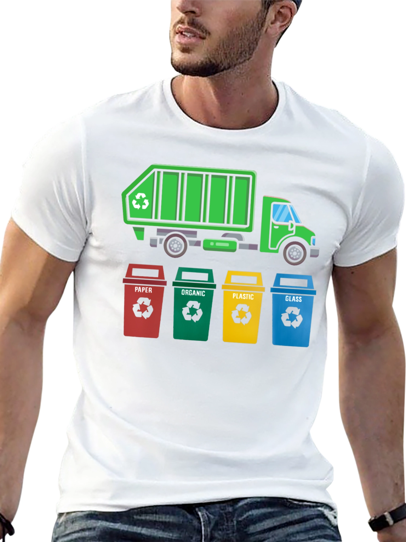 Recycle Truck & Bins T-Shirt - Eco-Friendly Design