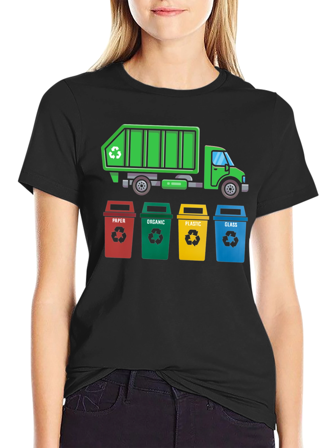 Recycle Truck & Bins T-Shirt - Eco-Friendly Design