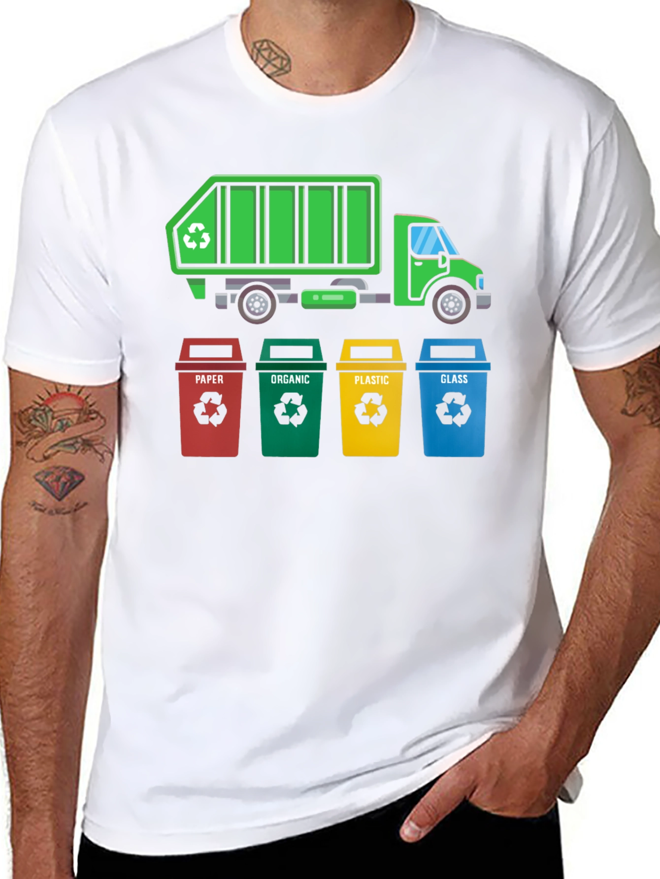 Recycle Truck & Bins T-Shirt - Eco-Friendly Design