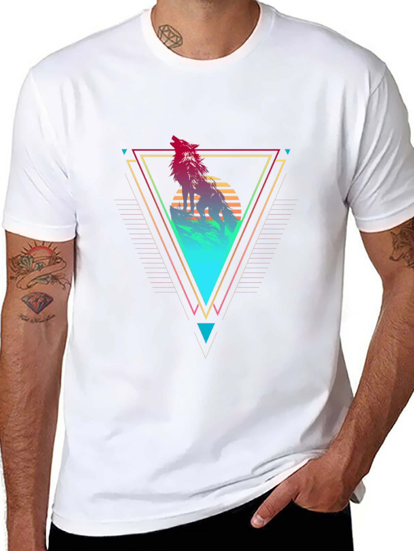 Geometric Wolf Graphic Tee
