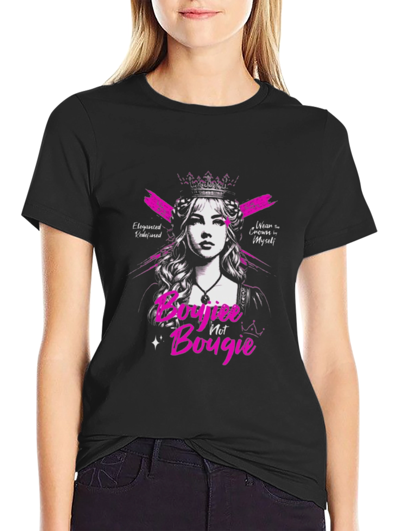 Sassy Boujiee Not Bougie Black Graphic Tee