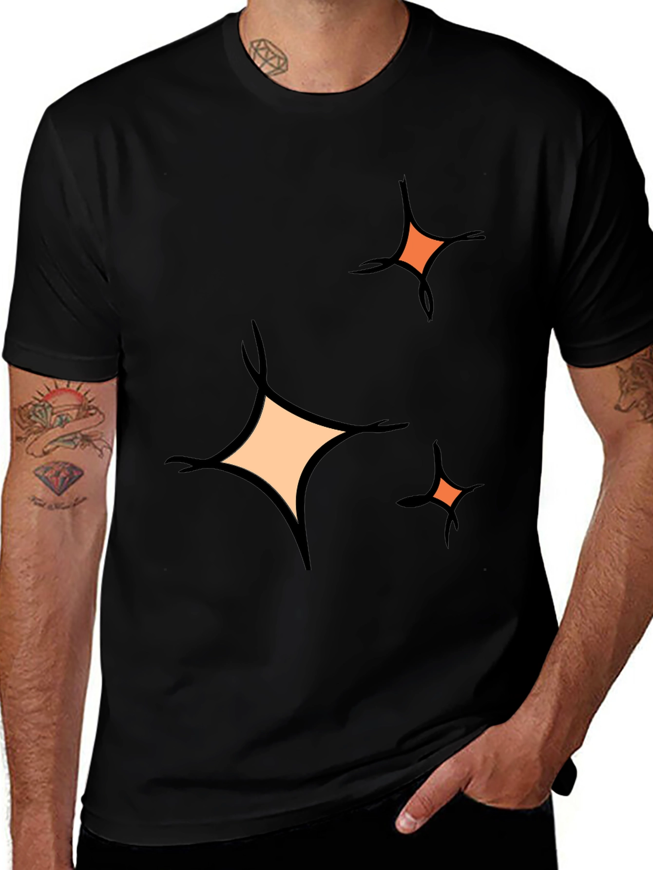 Sparkle Graphic Tee - Black Cotton Blend Casual