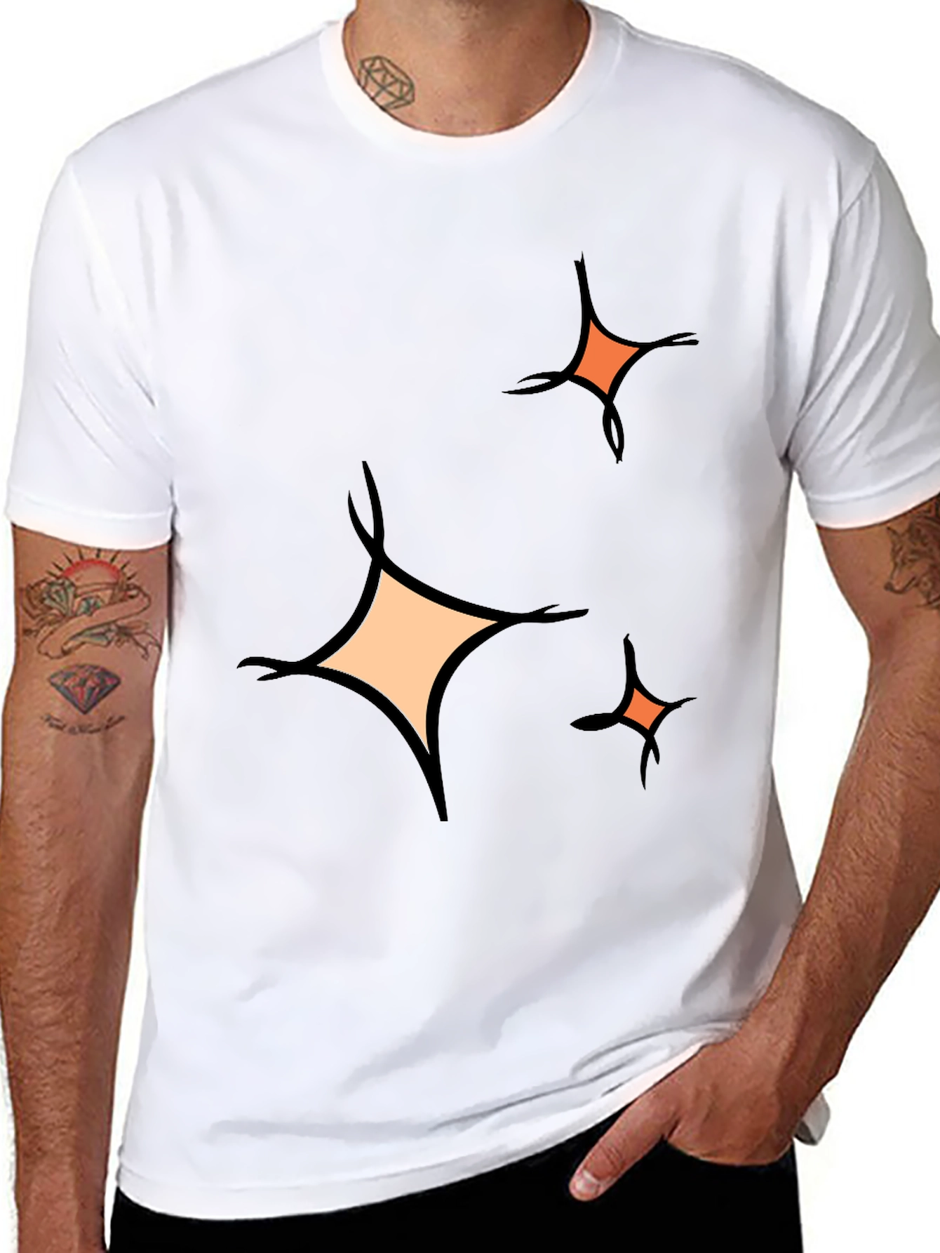 Sparkle Graphic Tee - Black Cotton Blend Casual