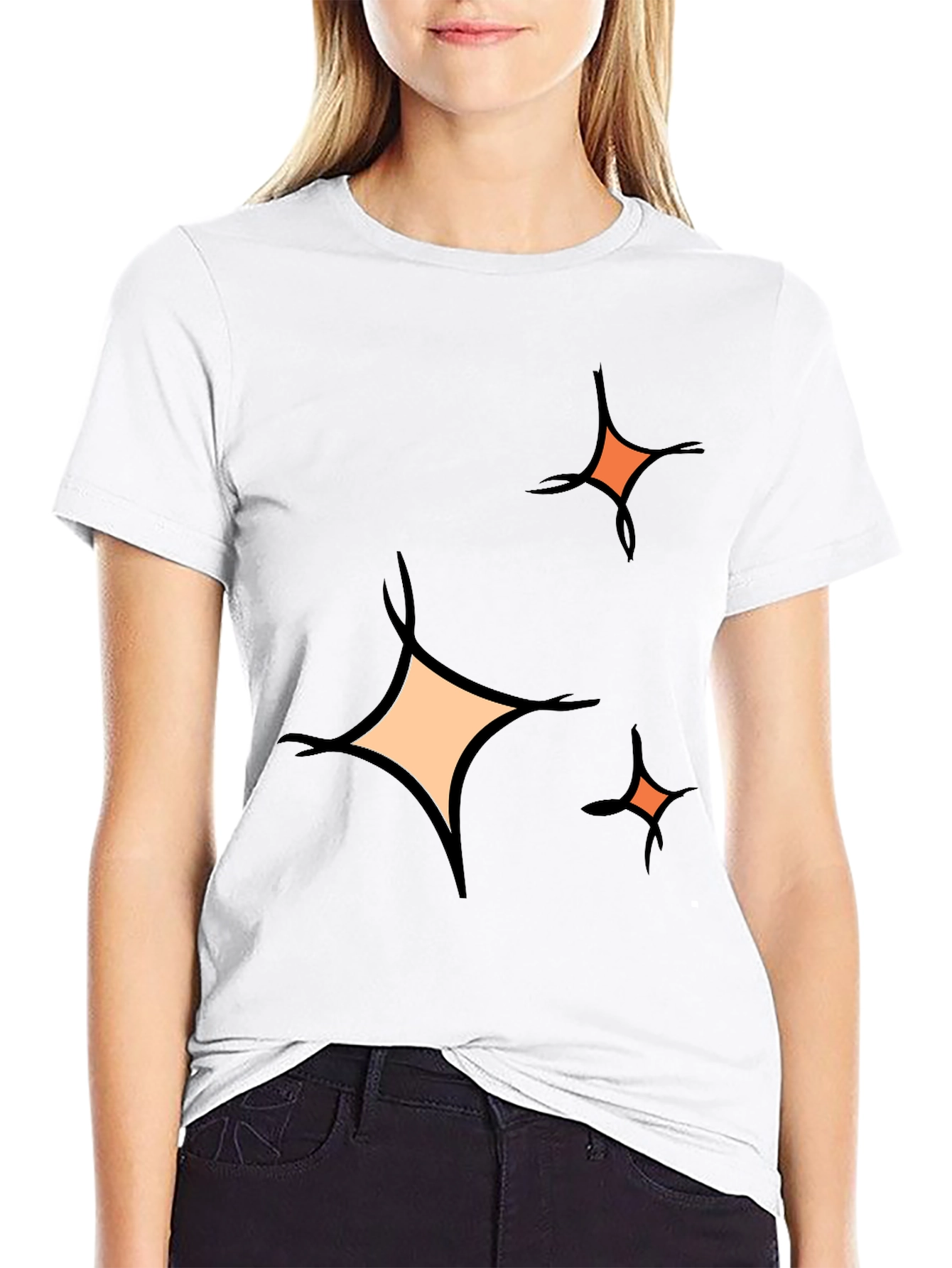Sparkle Graphic Tee - Black Cotton Blend Casual