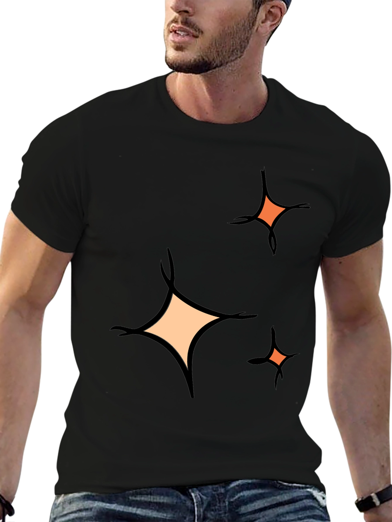 Sparkle Graphic Tee - Black Cotton Blend Casual
