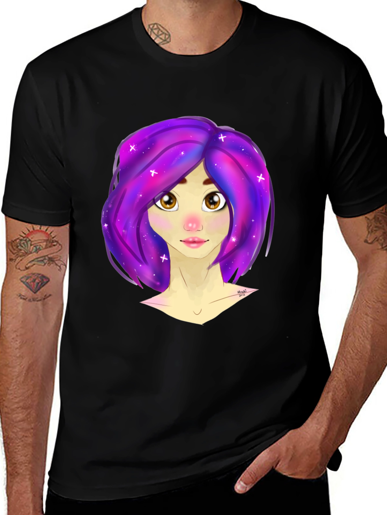 Galaxy Hair Girl Graphic Tee - Stylish & Unique