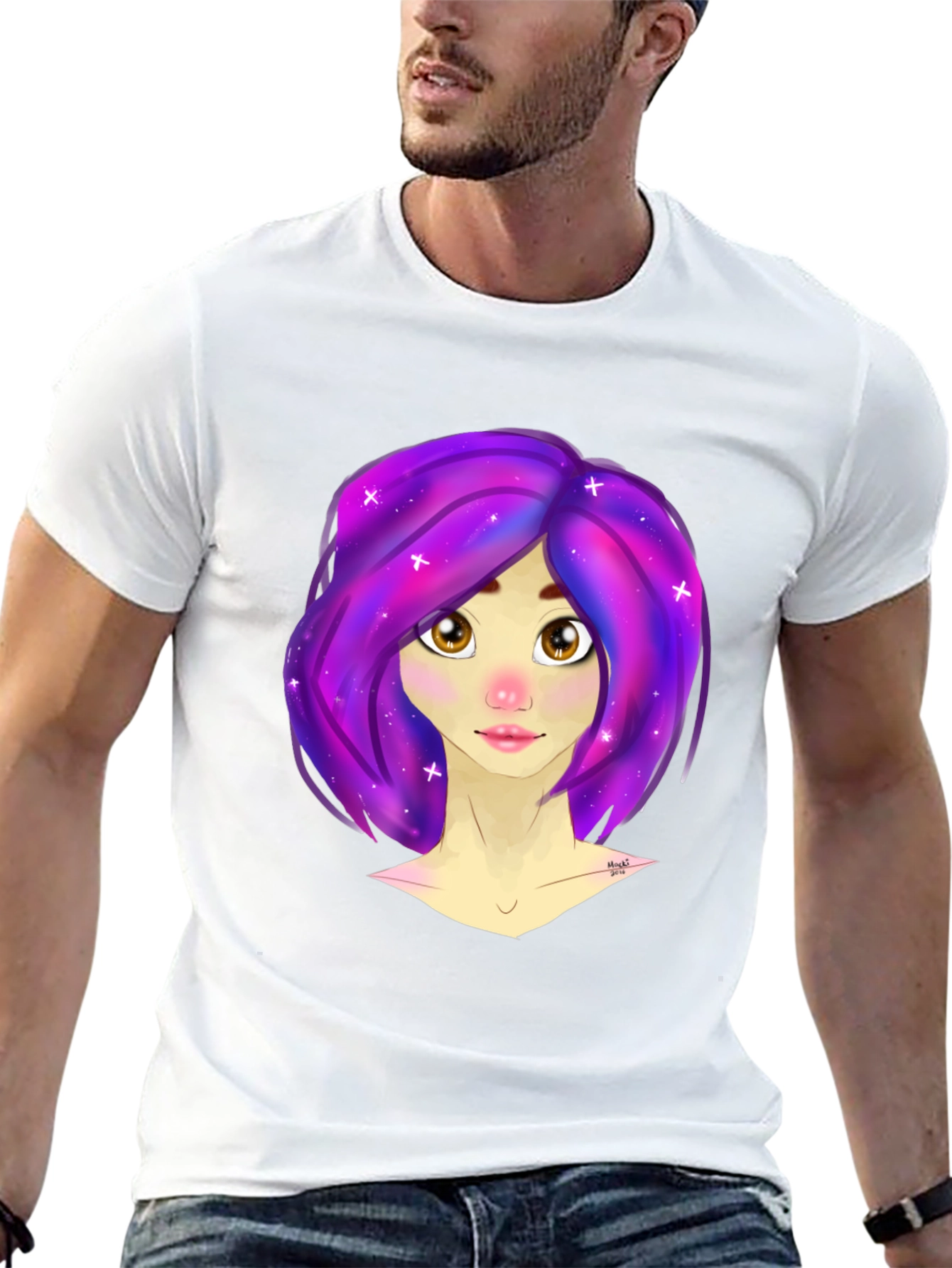 Galaxy Hair Girl Graphic Tee - Stylish & Unique