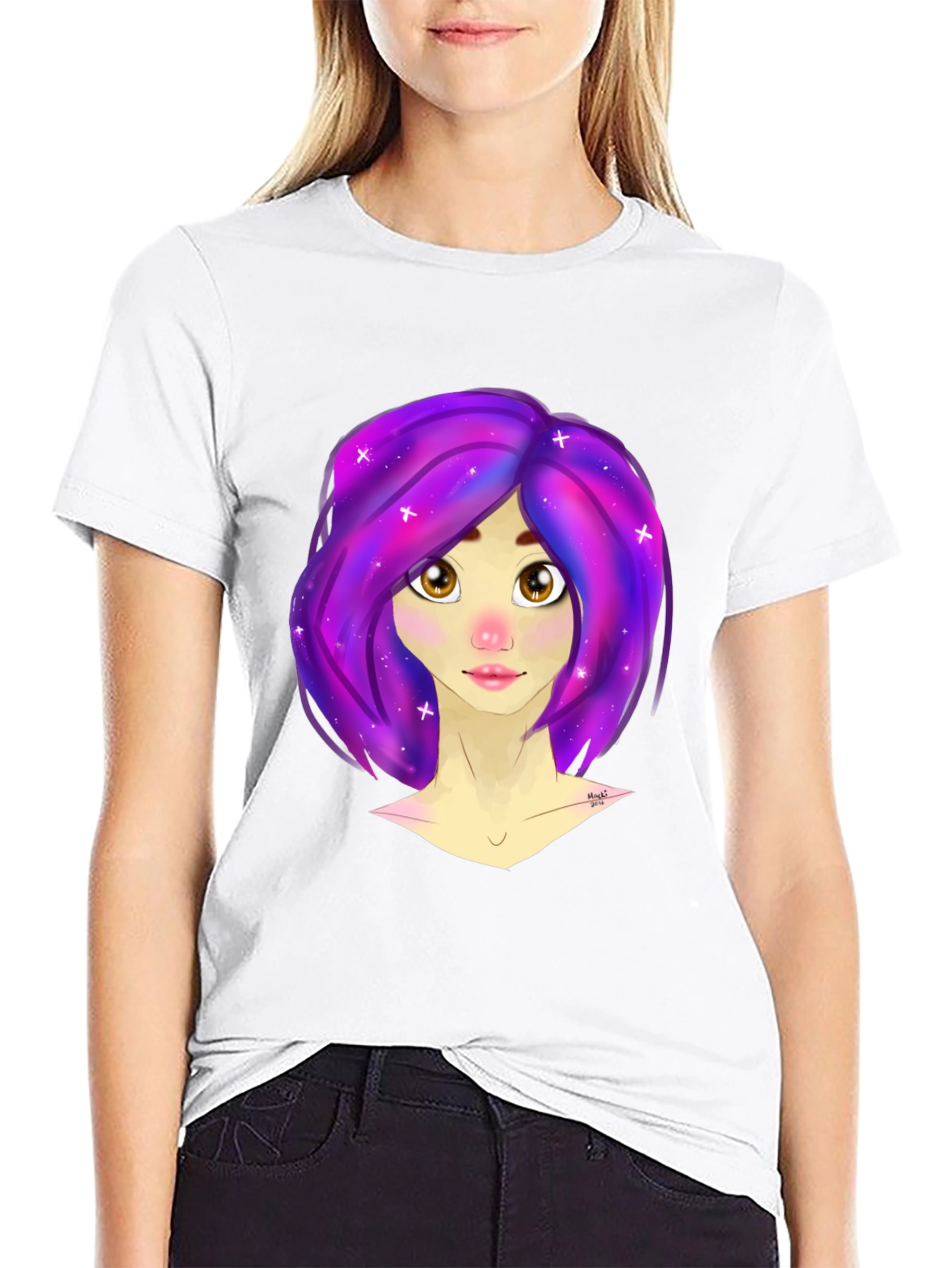 Galaxy Hair Girl Graphic Tee - Stylish & Unique