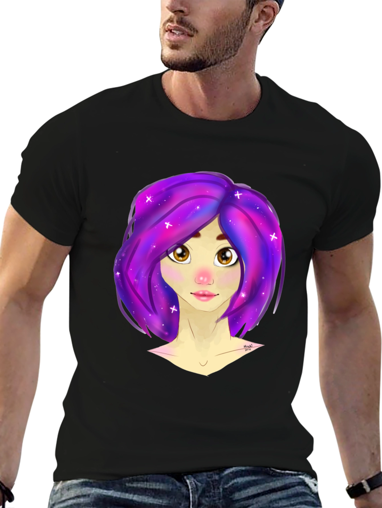 Galaxy Hair Girl Graphic Tee - Stylish & Unique