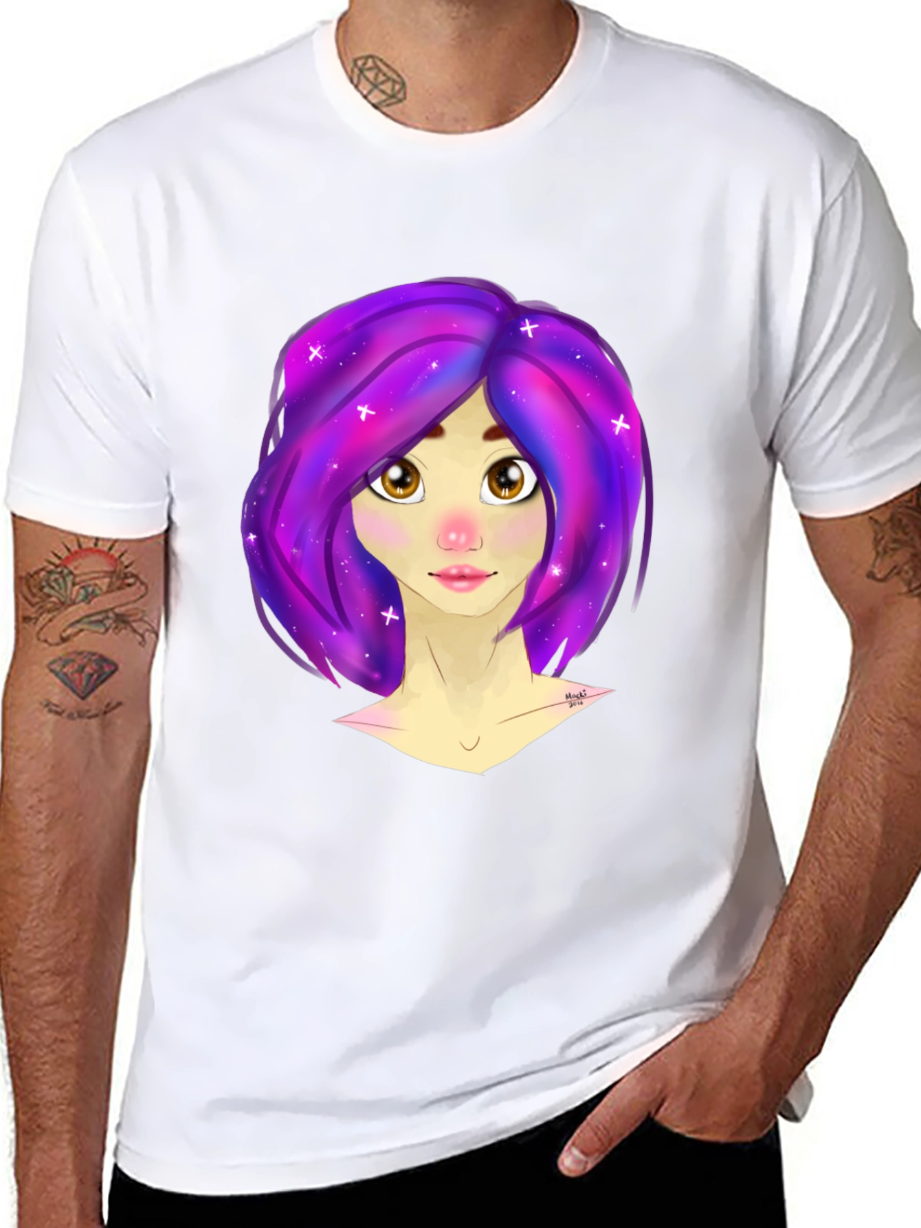 Galaxy Hair Girl Graphic Tee - Stylish & Unique