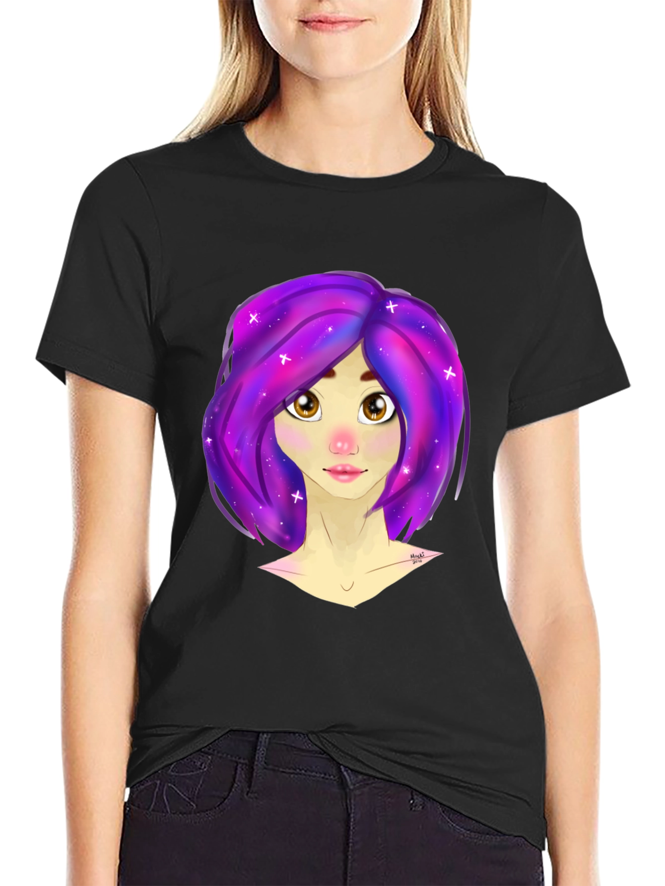 Galaxy Hair Girl Graphic Tee - Stylish & Unique