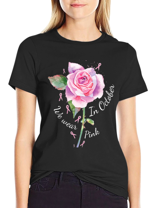 Pink Ribbon Rose T-Shirt