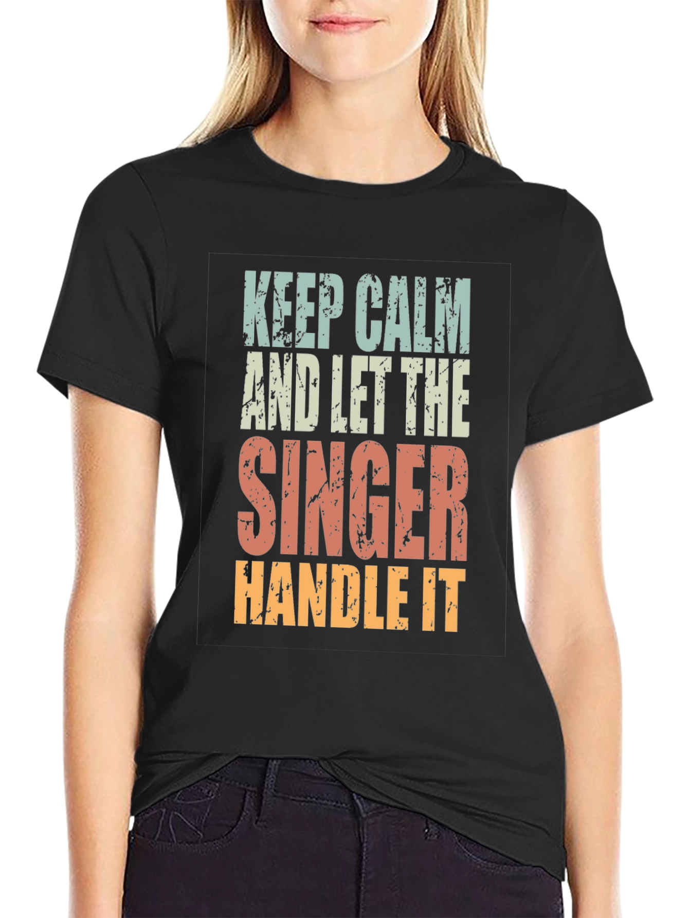 Keep Calm Singer T-Shirt - Black Cotton Tee