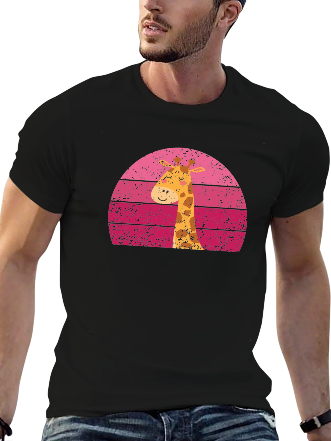 Giraffe Sunset Graphic Tee - Unique Design