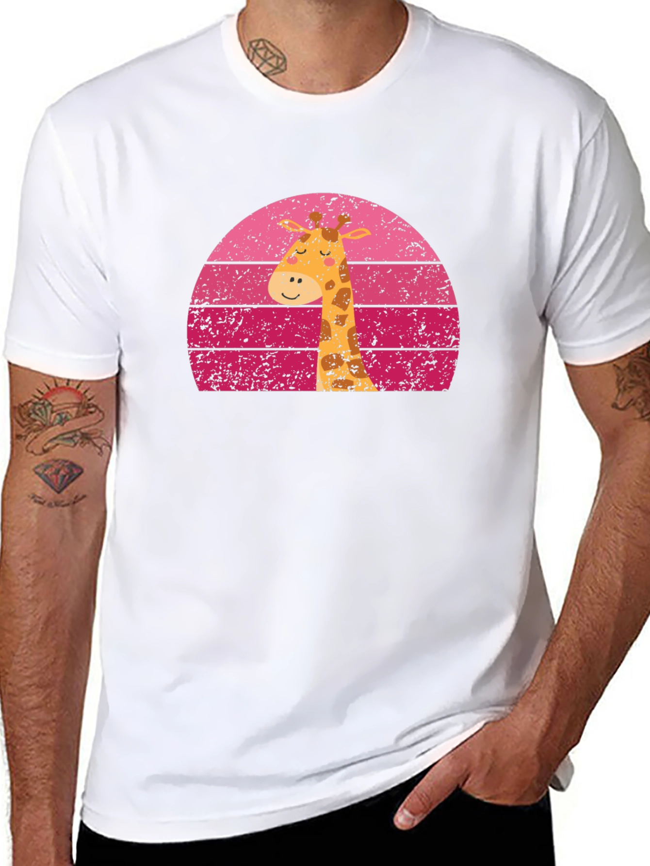 Giraffe Sunset Graphic Tee - Unique Design