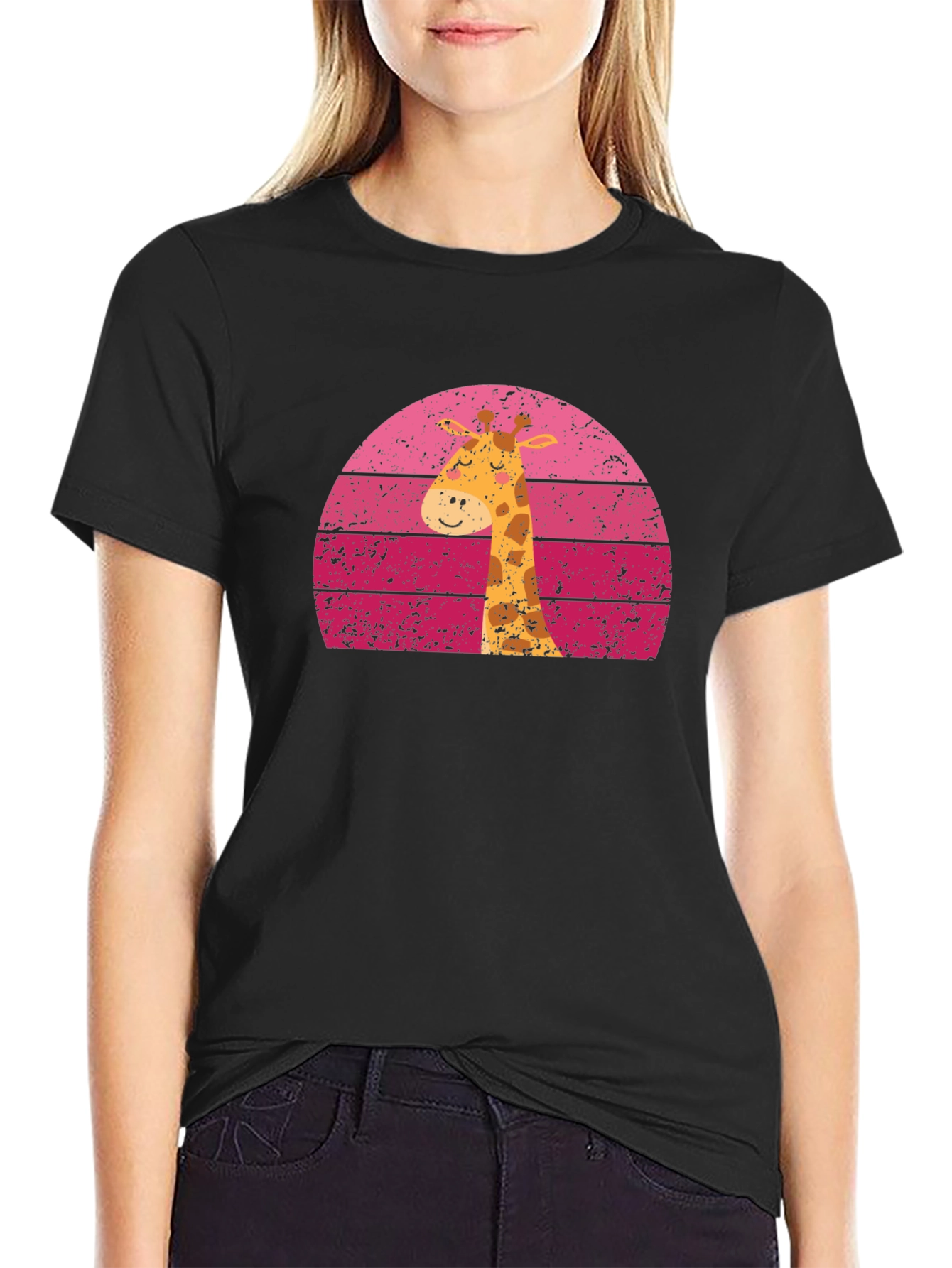 Giraffe Sunset Graphic Tee - Unique Design
