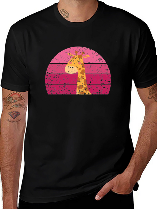 Giraffe Sunset Graphic Tee - Unique Design