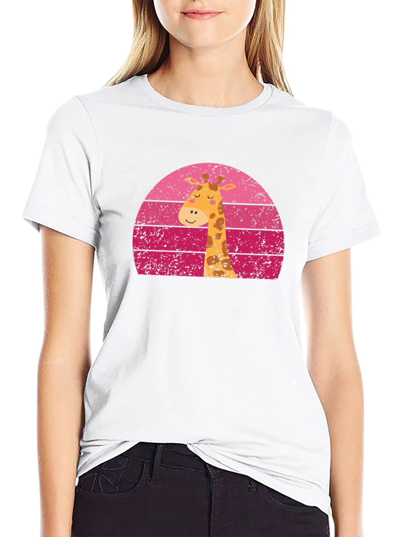 Giraffe Sunset Graphic Tee - Unique Design