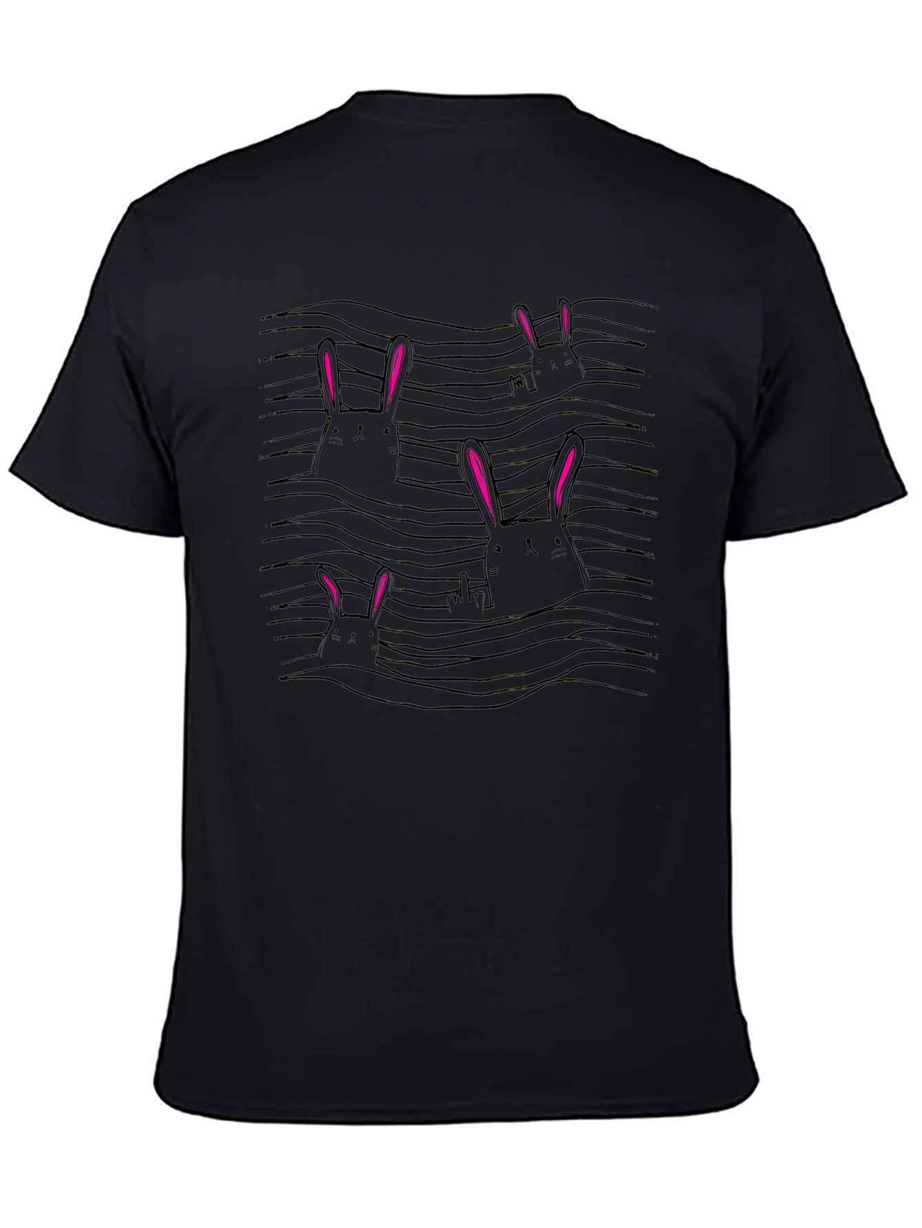 Bunny Wave T-Shirt - Black Cotton Tee