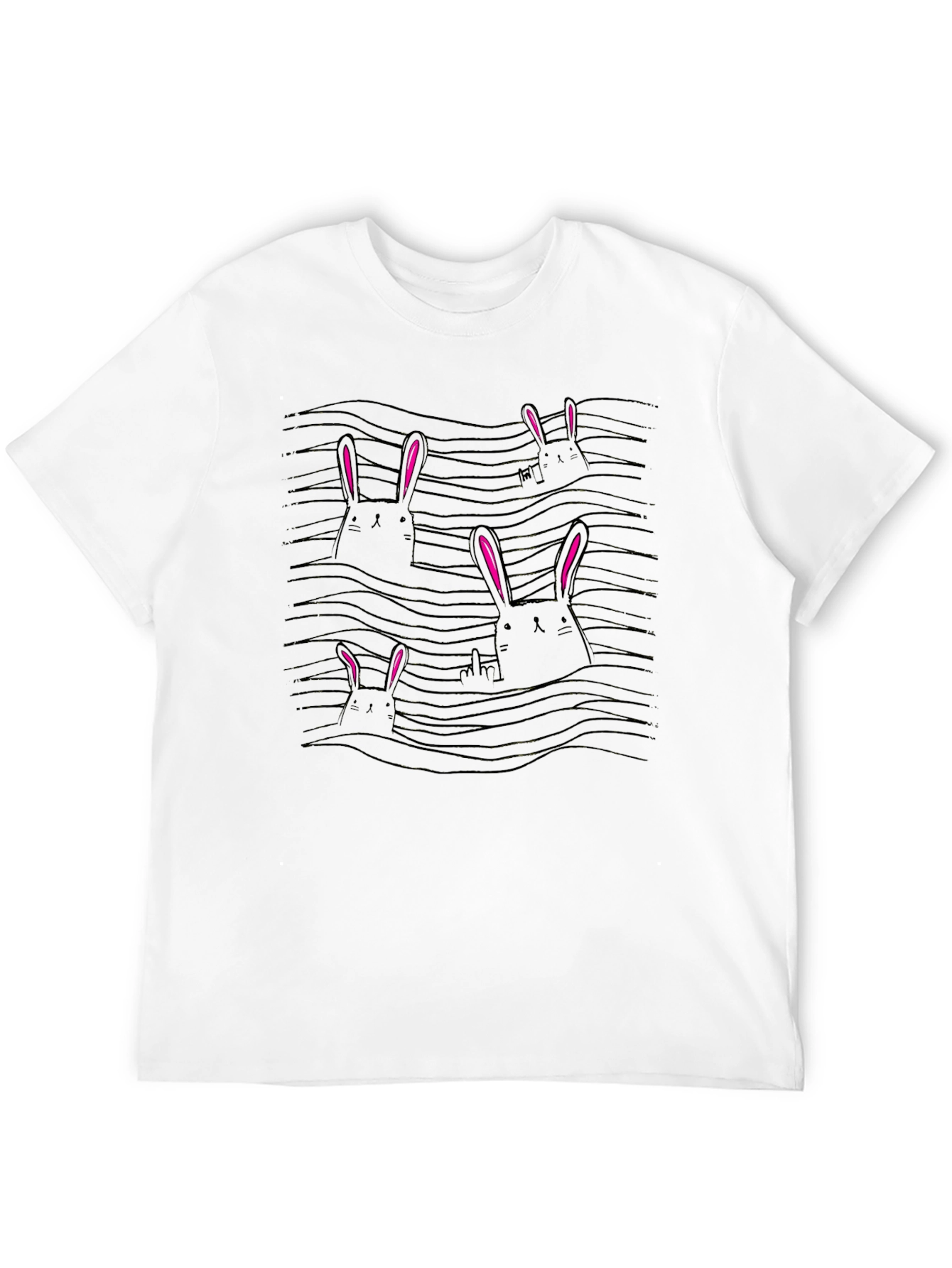 Bunny Wave T-Shirt - Black Cotton Tee