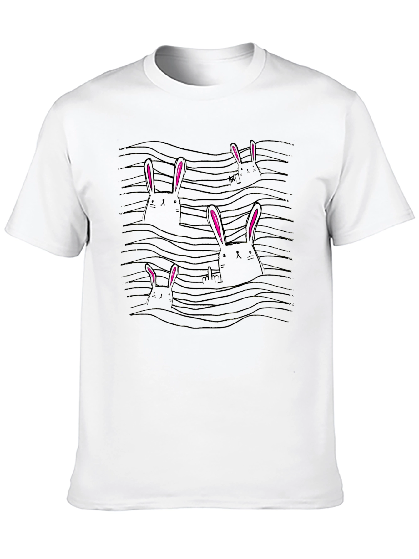 Bunny Wave T-Shirt - Black Cotton Tee